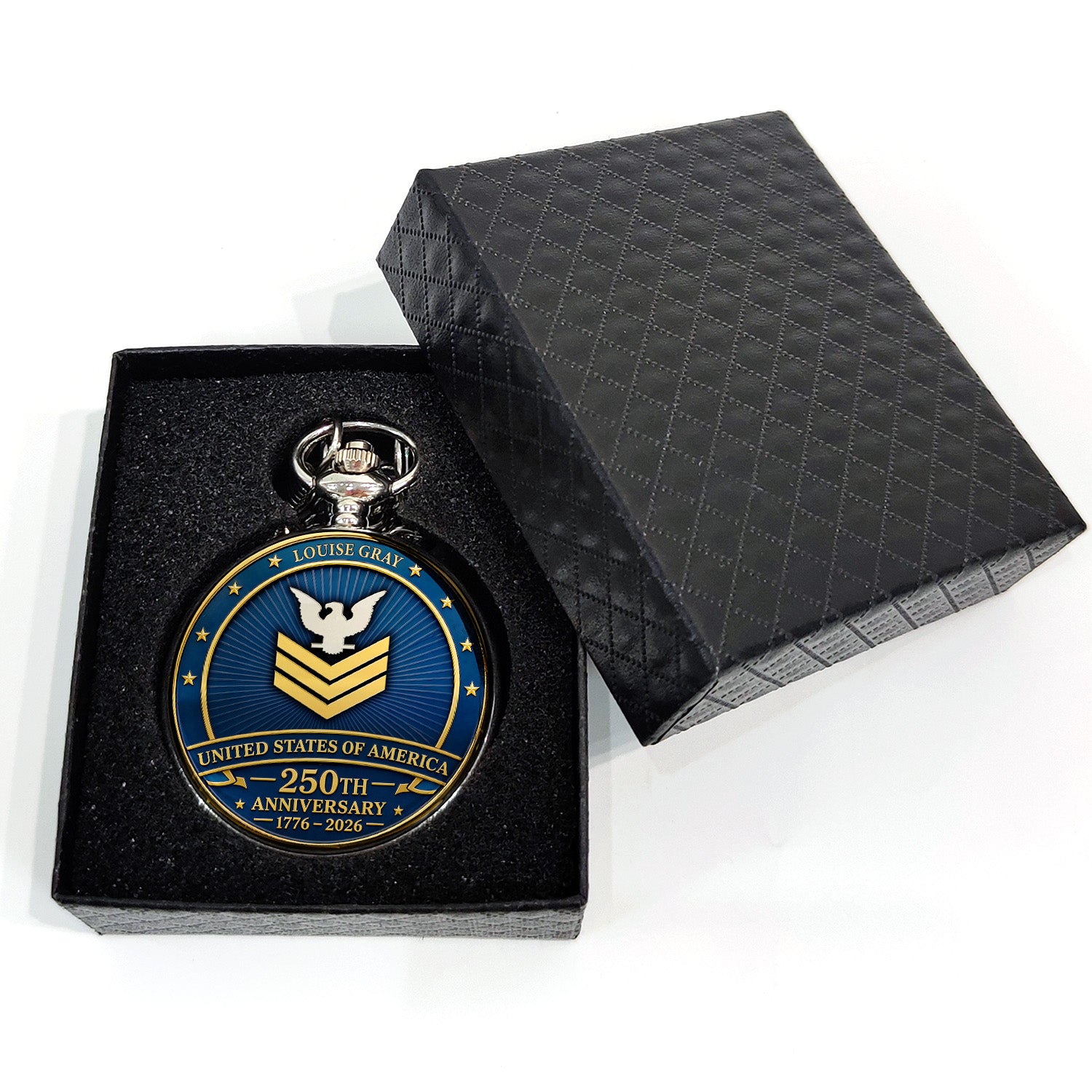 Custom Rank US Navy Pocket Watch Veteran Appreciation Gift