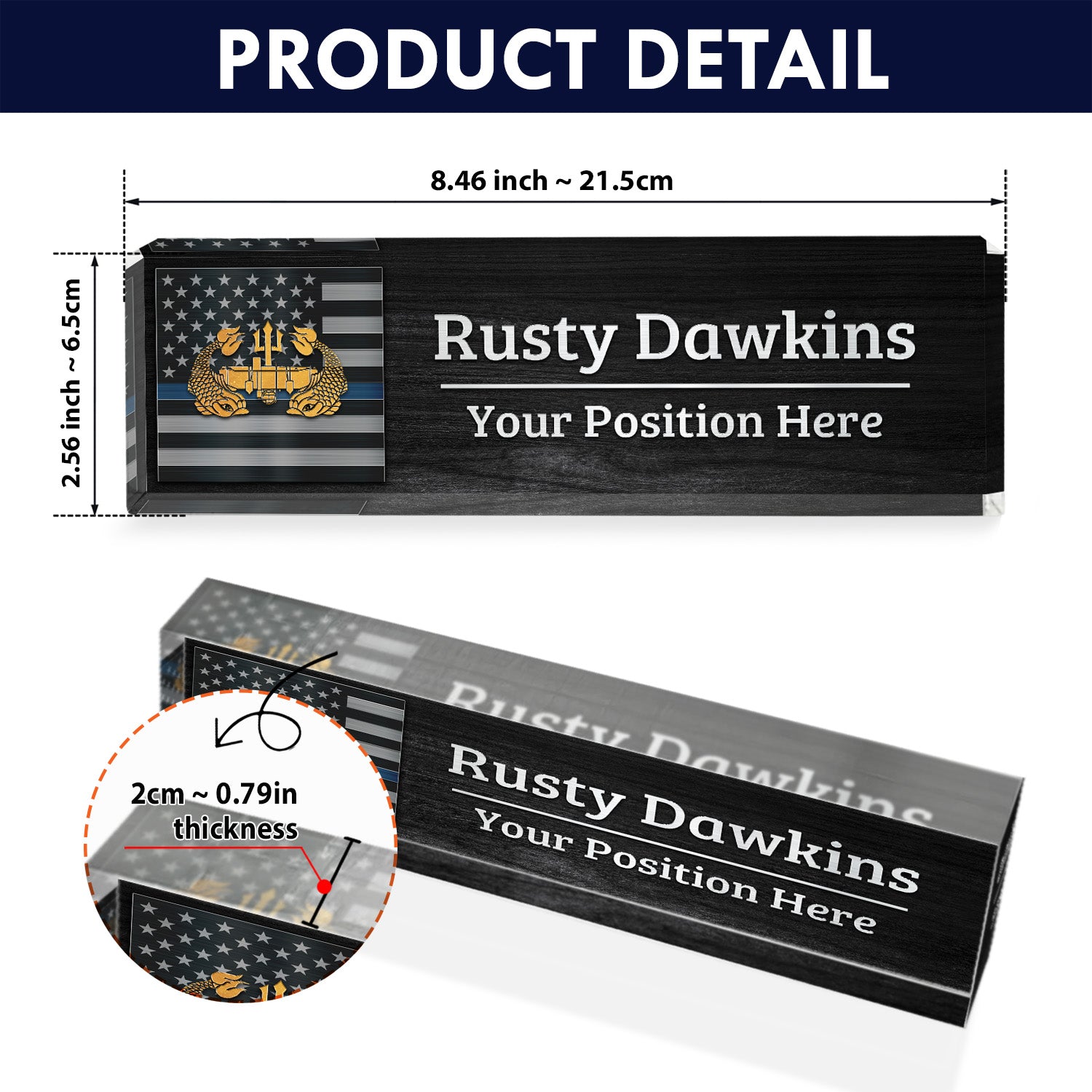 US Navy Personalized Plaque – Custom Desk Nameplate Gift