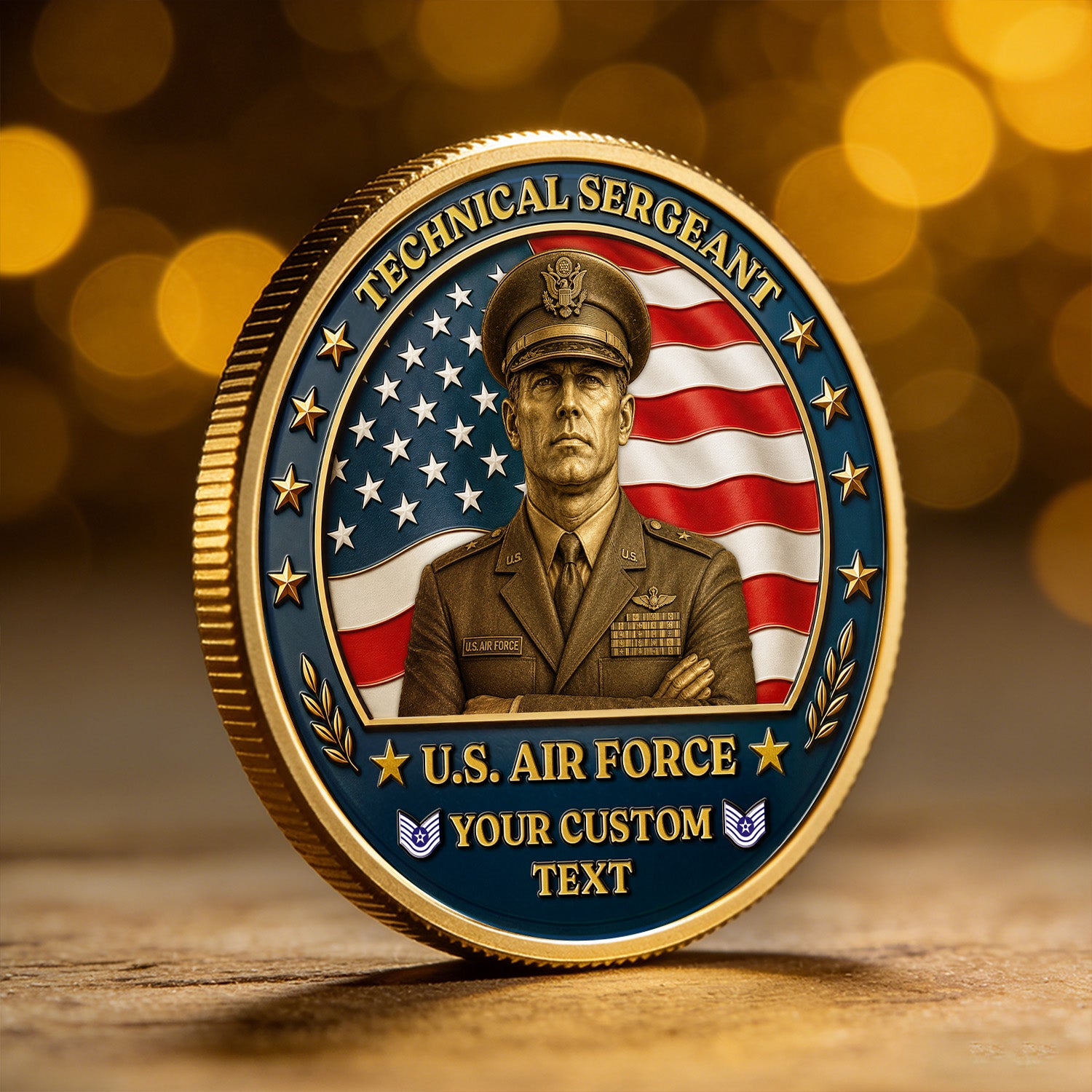 Custom Air Force Veteran Coin with Photo – Personalized Military Keepsake