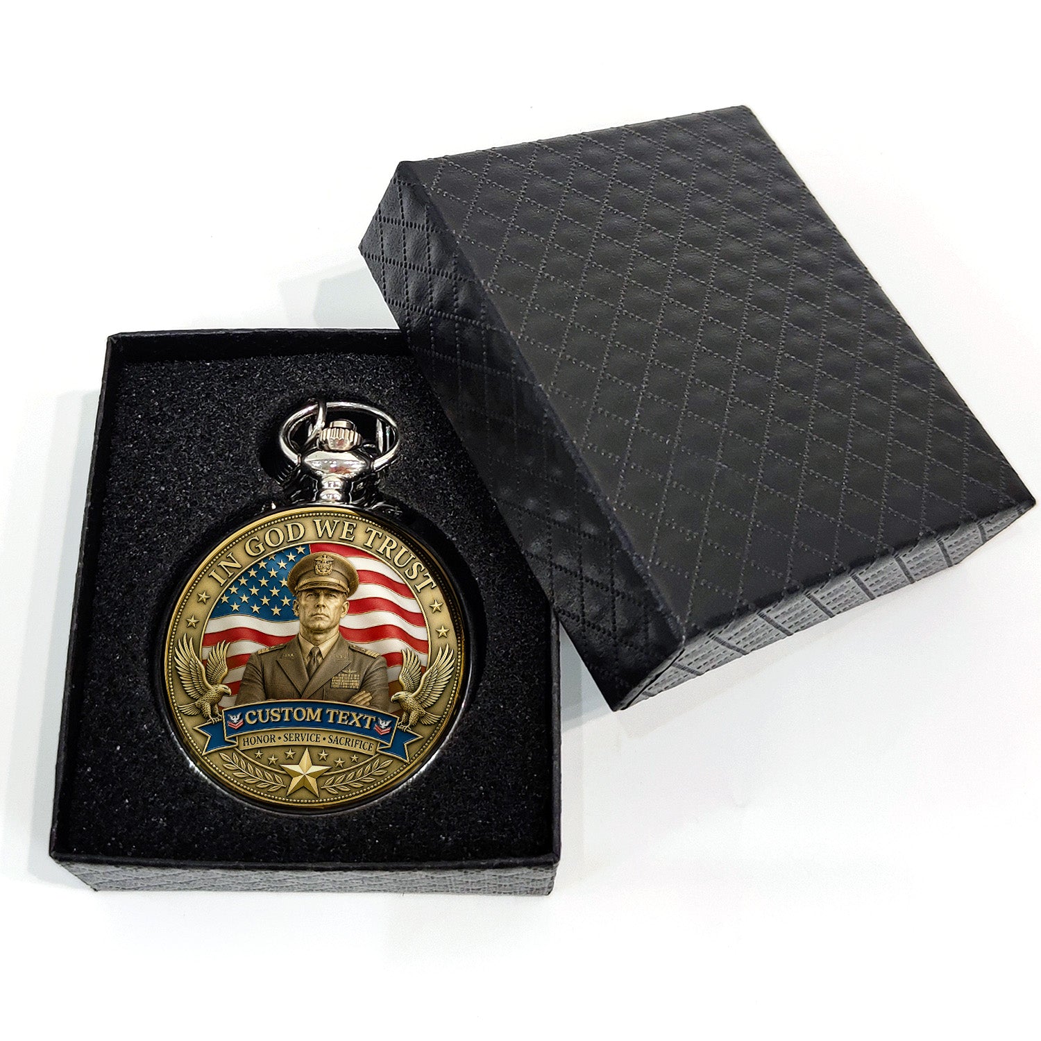 US Navy Pocket Watch Custom Rank Name Retirement Gift
