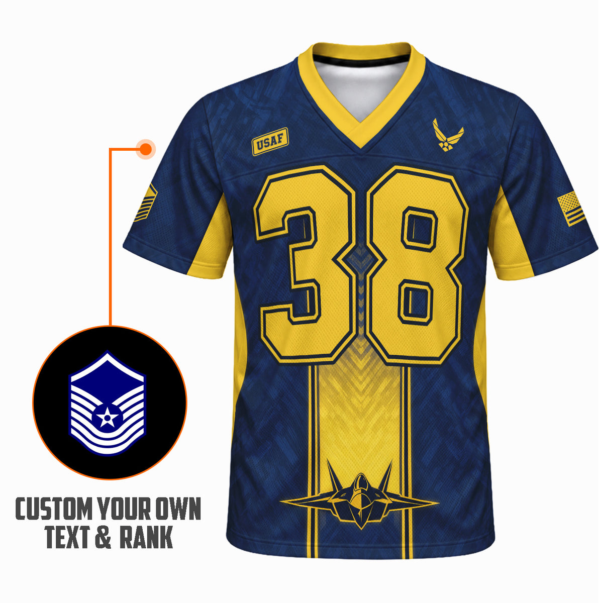 Personalized U.S. Air Force Jersey Custom Rank Jersey Number and Text