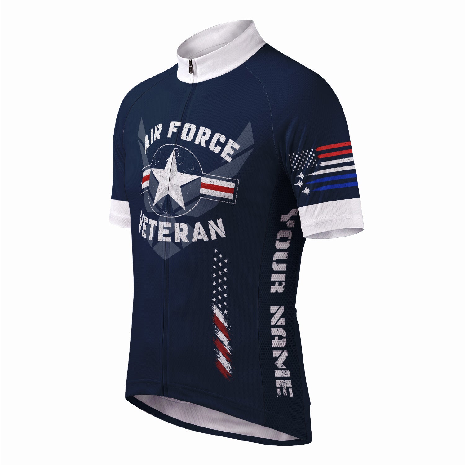 Personalized U.S. Air Force Cycling Jersey Custom Name & Rank Veteran