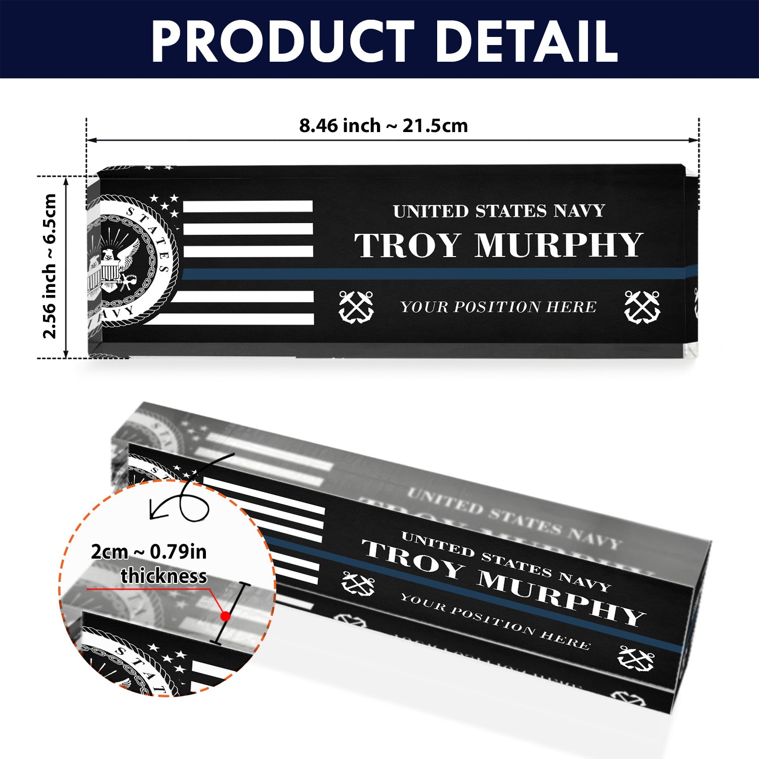 US NAVY 懐中電灯&ネームプレート US Army Custom Desk Plaque – Personalized Name & Rank