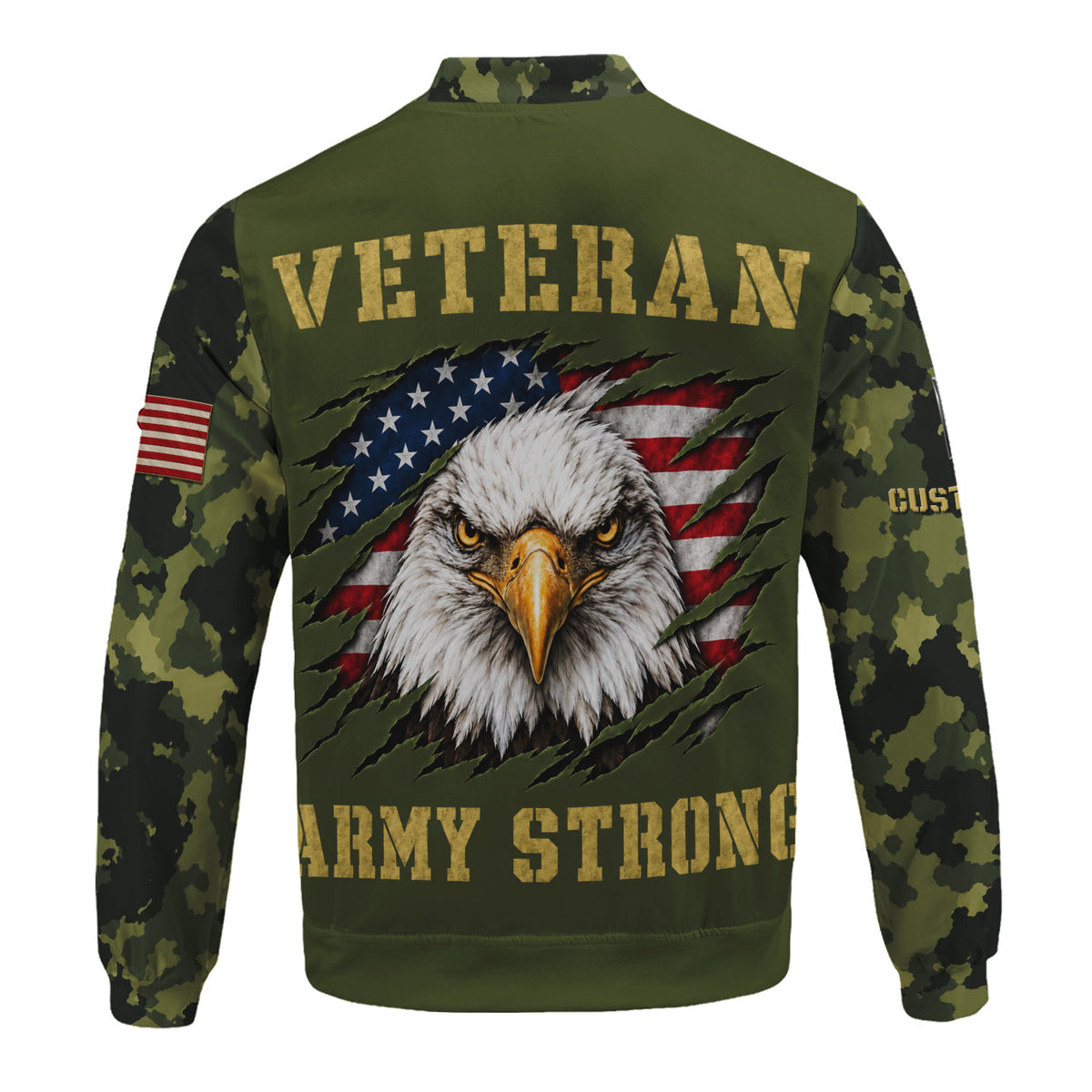 Personalized U.S. Army Bomber Jacket Custom Rank & Text Veteran Gift