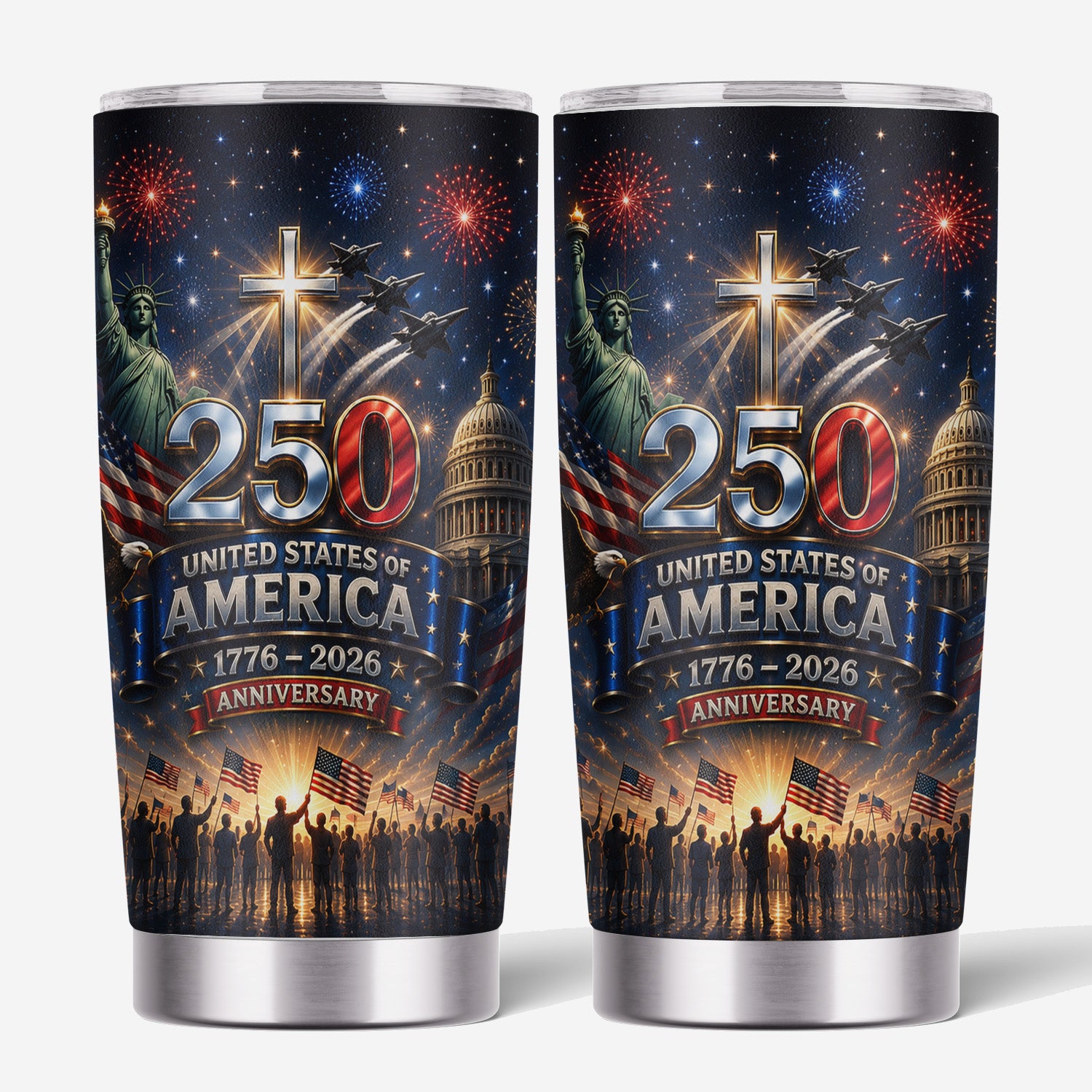 Christian USA 250 Anniversary Eagle Cross 20oz Tumbler