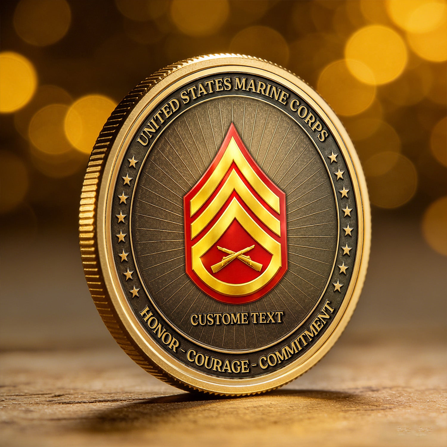 USMC Custom Rank Name 250th USA 3D Challenge Coin for Veterans