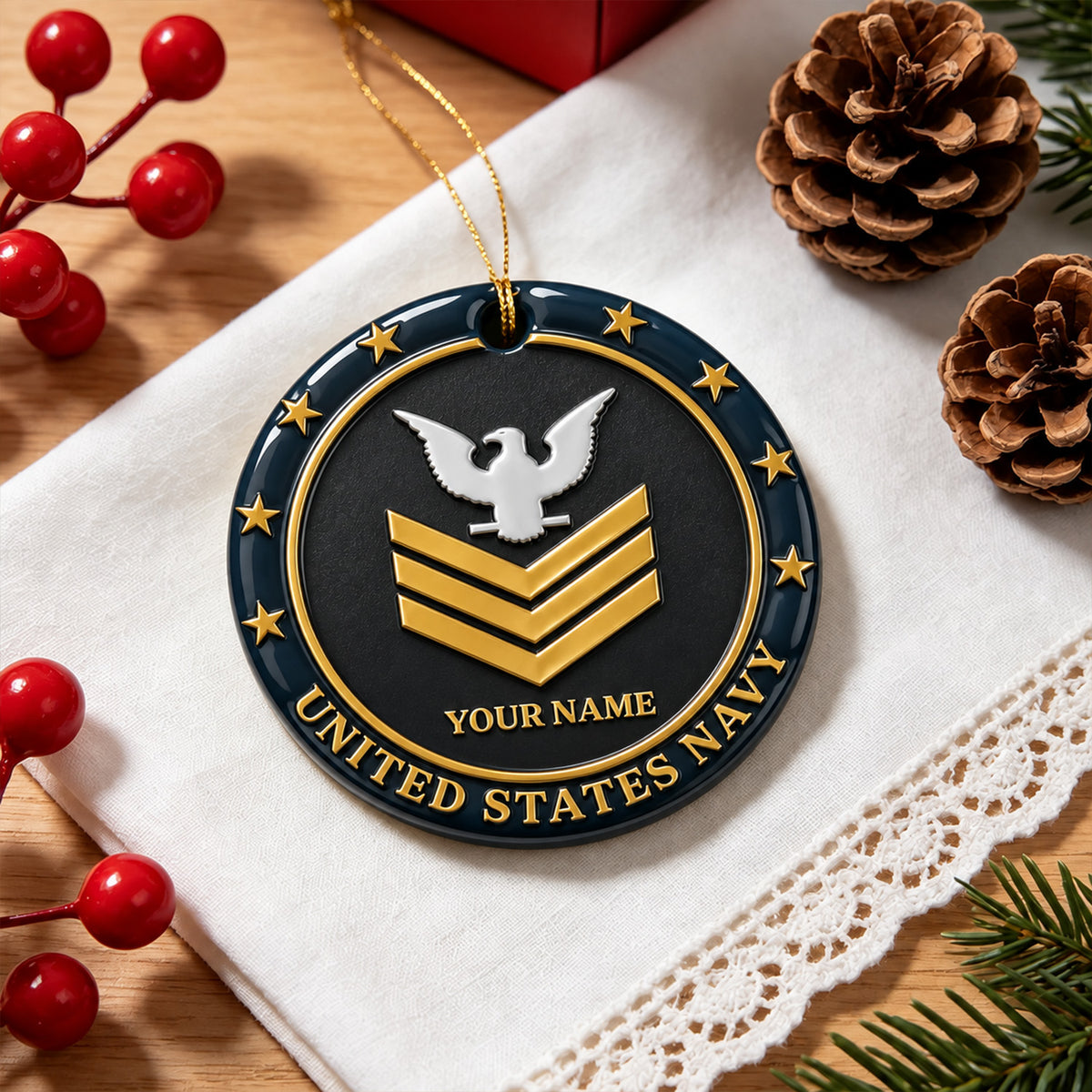 Personalized Air Force Ceramic Ornament Custom Military Rank and Text Gift
