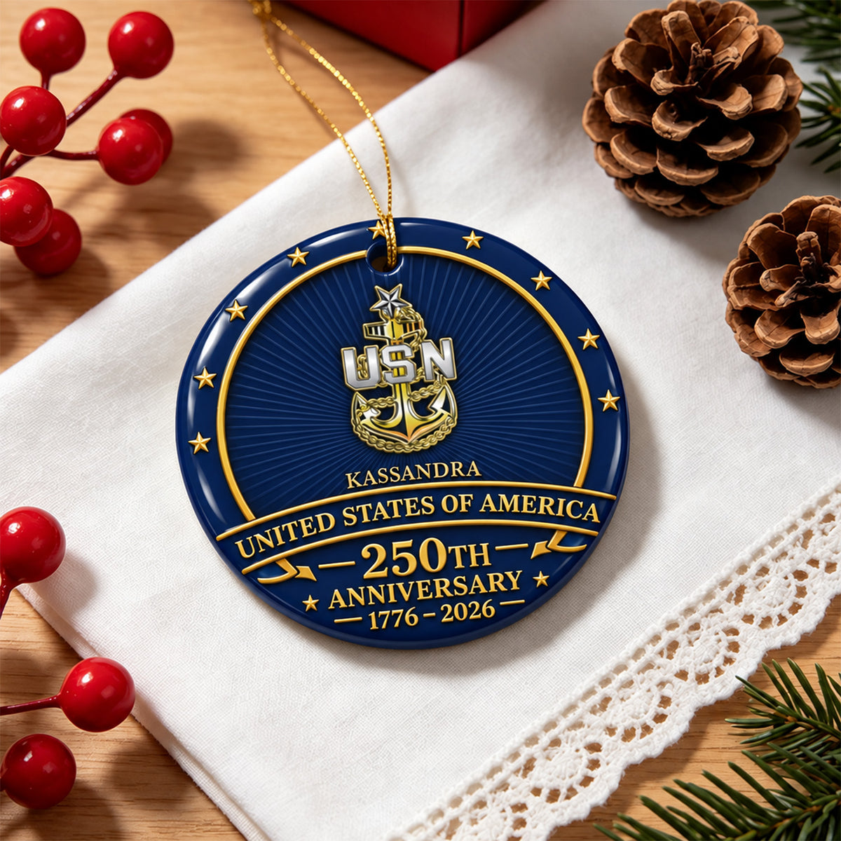 Personalized Army Ceramic Ornament Custom Military Rank and Text Gift