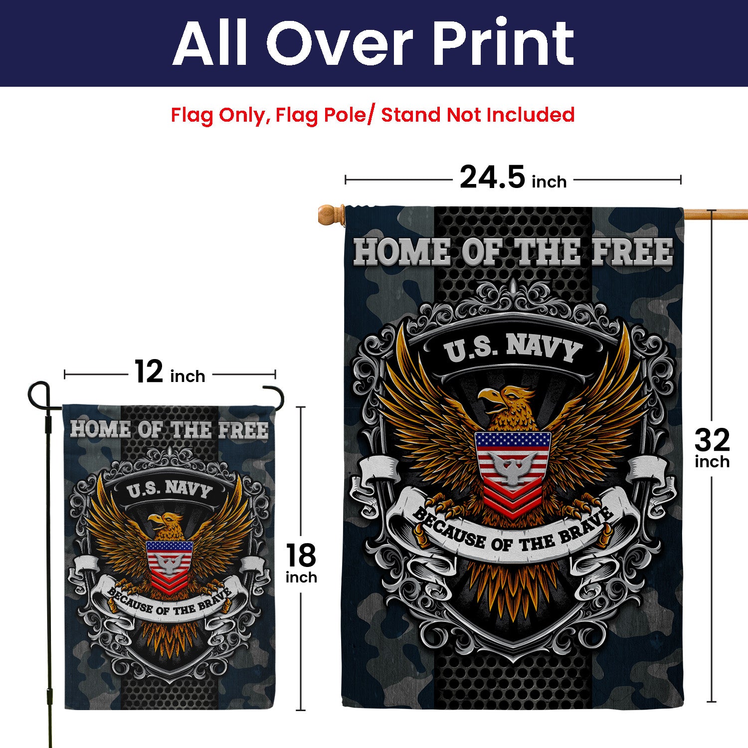 Personalized US Military Logo/Insignia And Text KFLAG18 Garden Flag, House Flag Twin-Side Printing