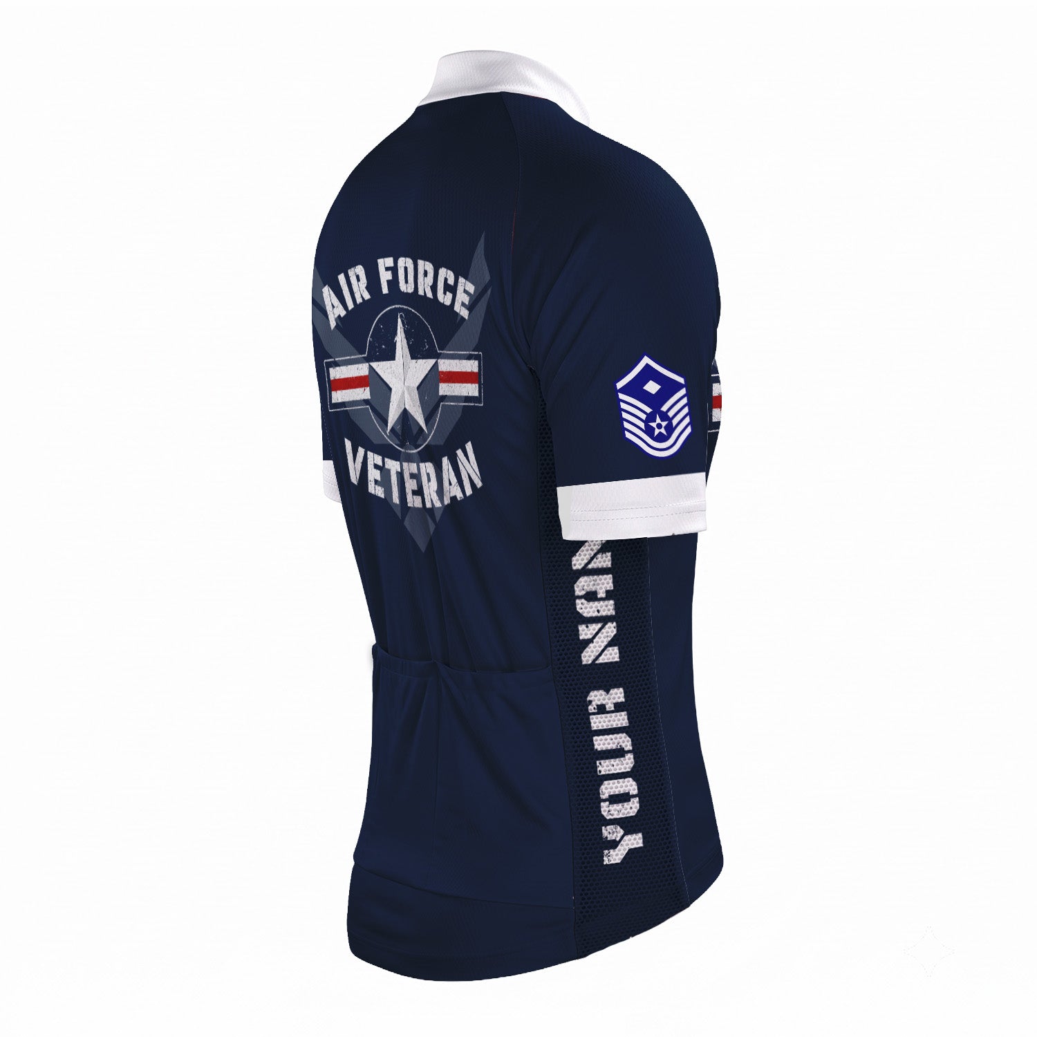 Personalized U.S. Air Force Cycling Jersey Custom Name & Rank Veteran