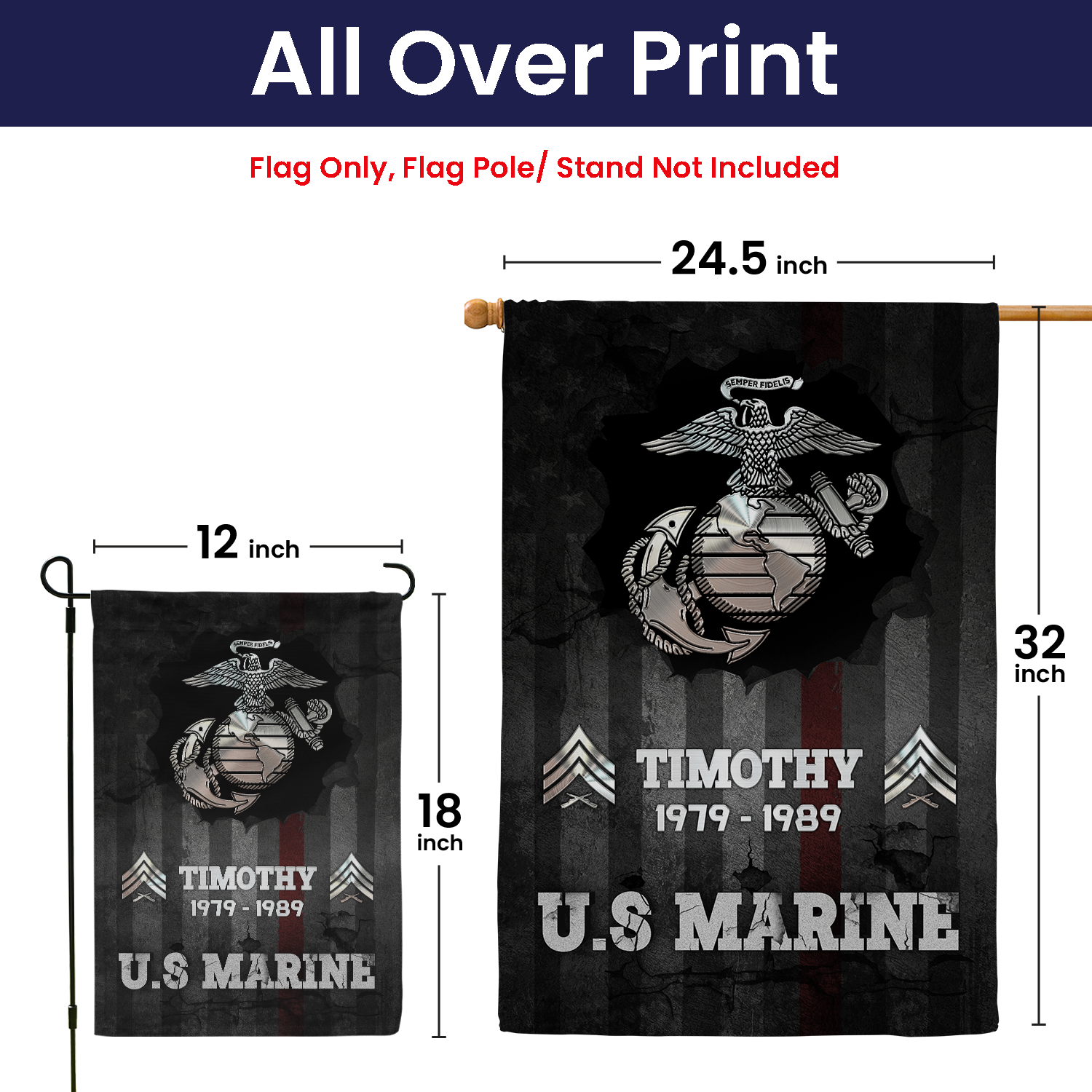 Personalized US Military Logo/Insignia And Text KFLAG03 Garden Flag, House Flag Twin-Side Printing