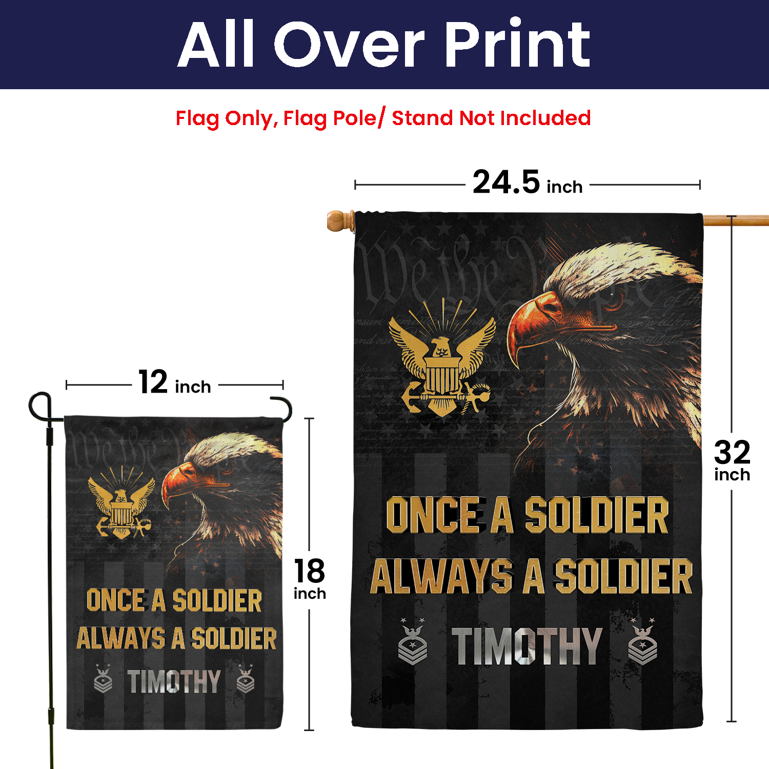 Personalized US Military Logo/Insignia And Text KFLAG10 Garden Flag, House Flag Twin-Side Printing