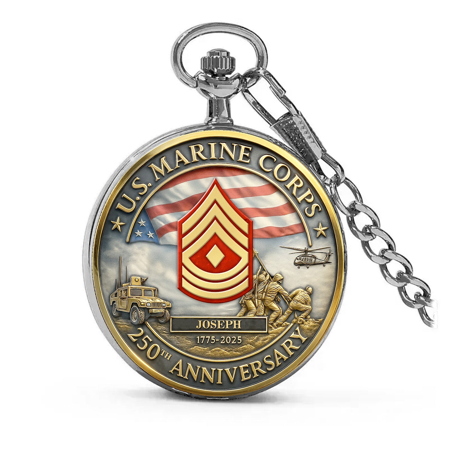 Personalized MARlNE 250th Anniversary Pocket Watch