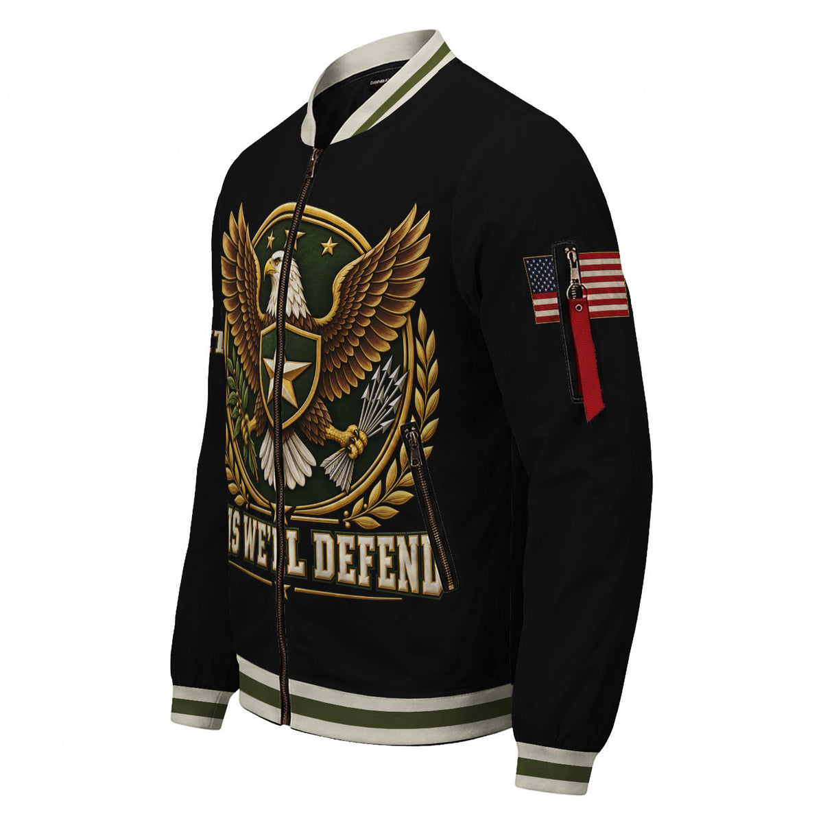 Custom US Army Veteran Bomber Jacket Personalized Name Rank Military Gift
