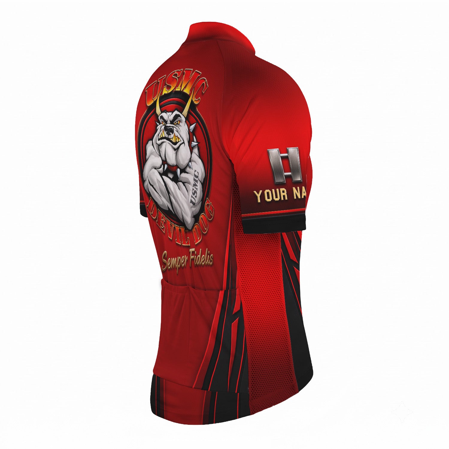 Custom USMC Cycling Jersey Personalized Marine Veteran Rank Bike Jersey
