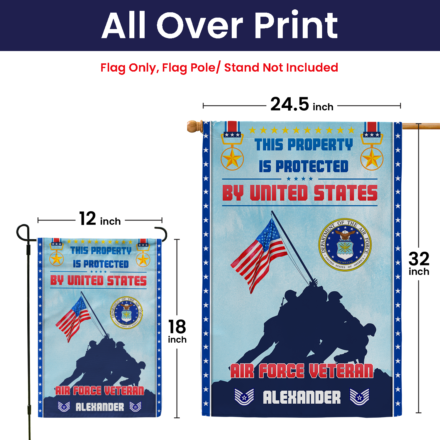 Personalized US Military Logo/Insignia And Text KFLAG11 Garden Flag, House Flag Twin-Side Printing