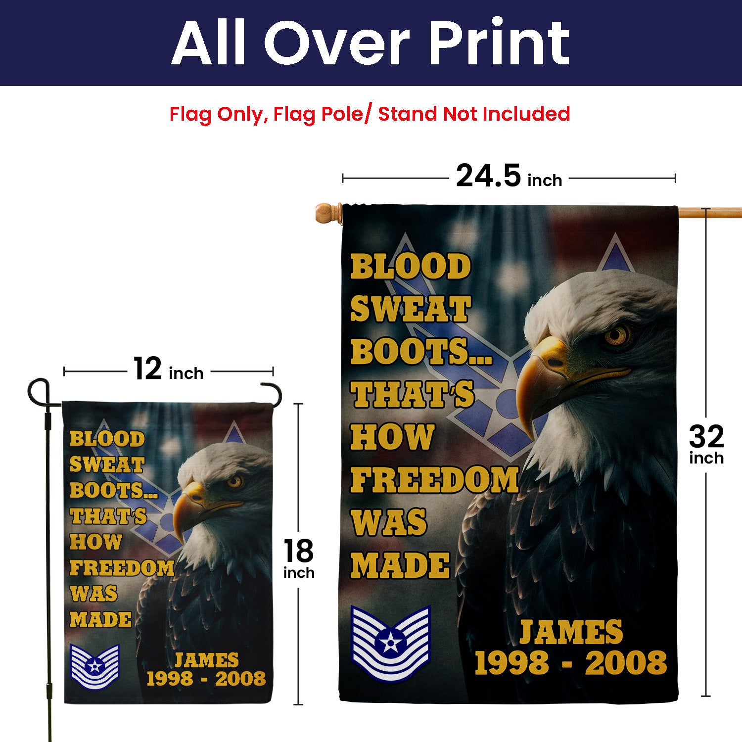 Personalized US Military Logo/Insignia And Text KFLAG32 Garden Flag, House Flag Twin-Side Printing