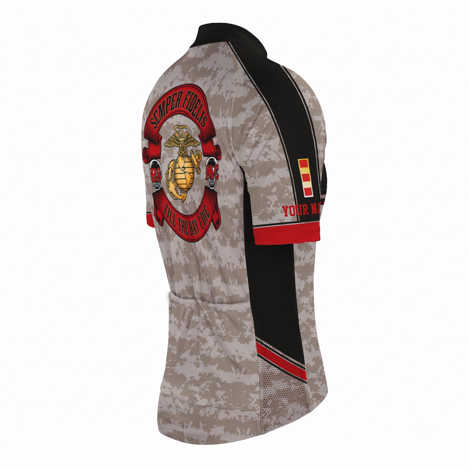 Personalized USMC Cycling Jersey Custom Name & Rank Marine Veteran Shirt