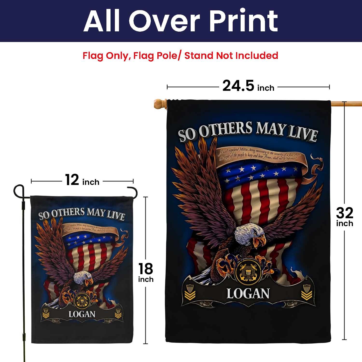 Personalized US Military Logo/Insignia And Text KFLAG07 Garden Flag, House Flag Twin-Side Printing