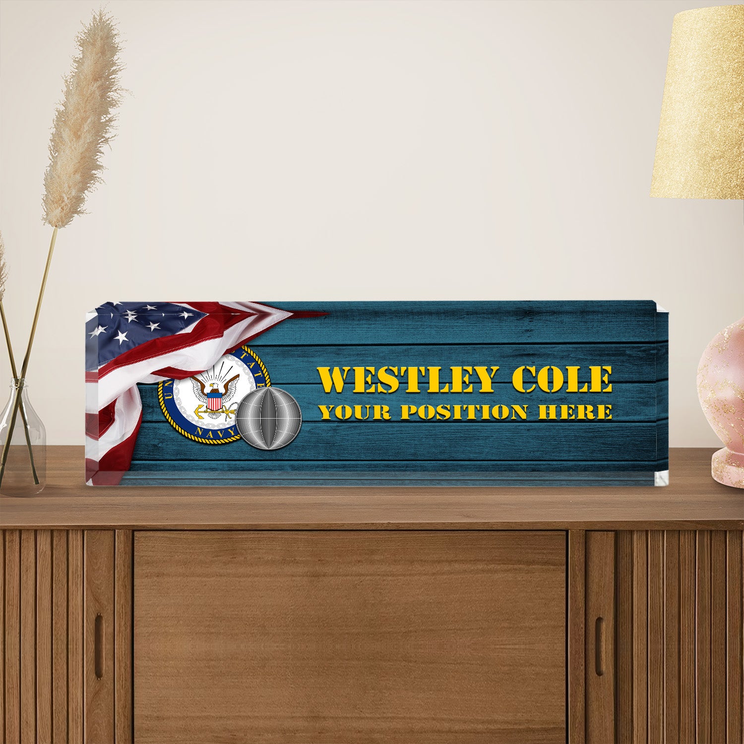 Custom US Navy Desk Acrylic Plaque -  Gift for Sailors, Veterans & Retirees