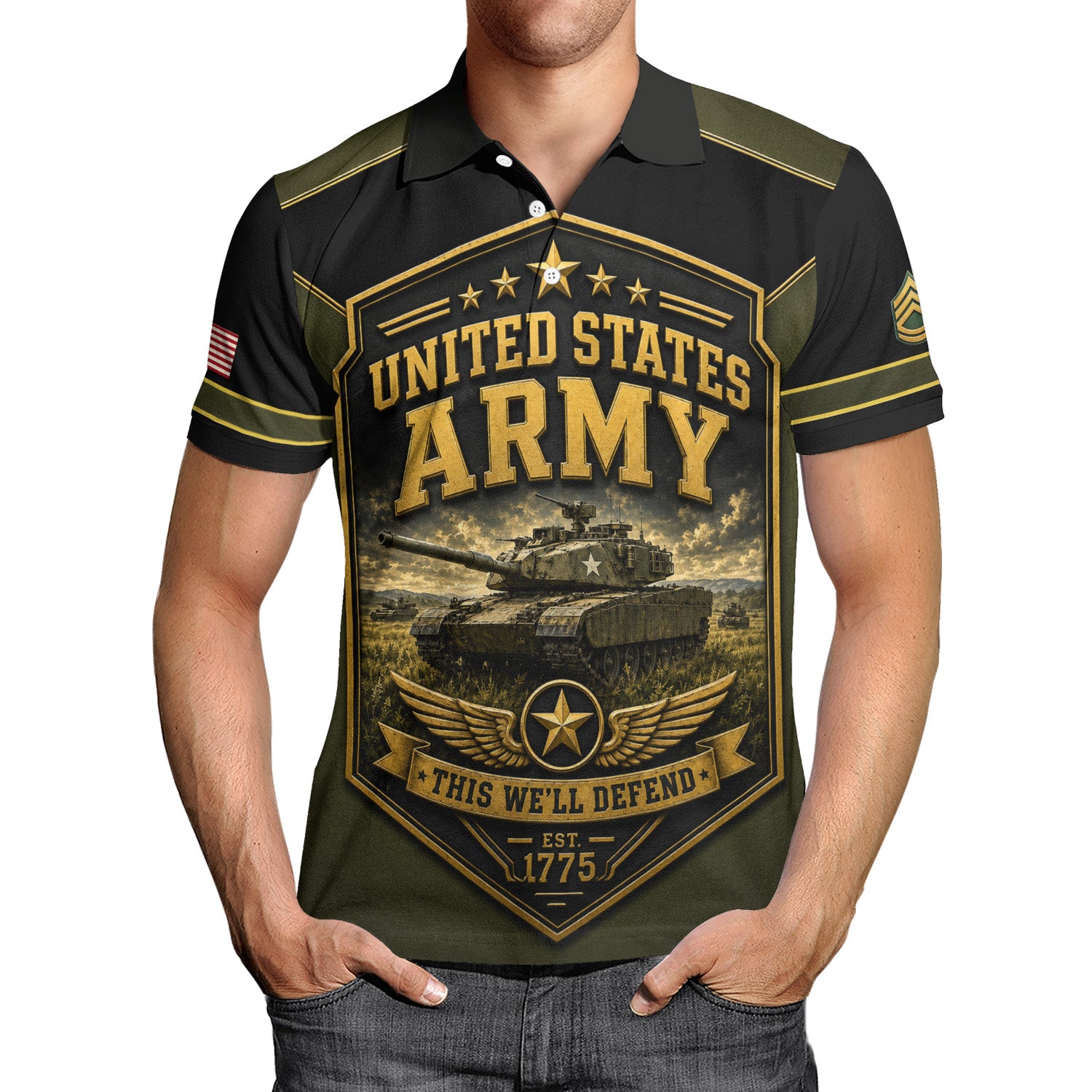Personalized US Army Soldier 3D All-Over Print Polo Shirt