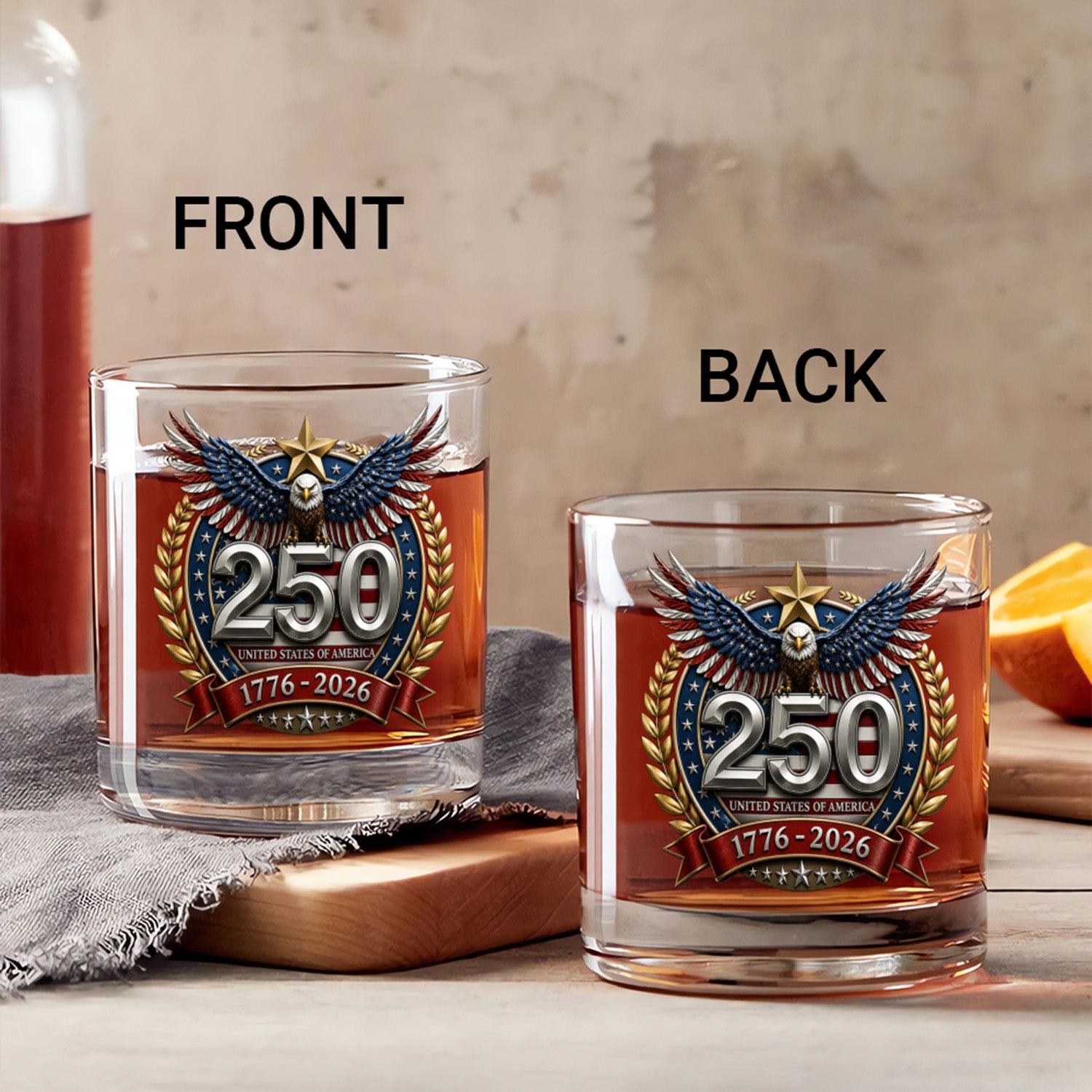 USA 250th Anniversary Whiskey Glass Patriotic Collector Gift