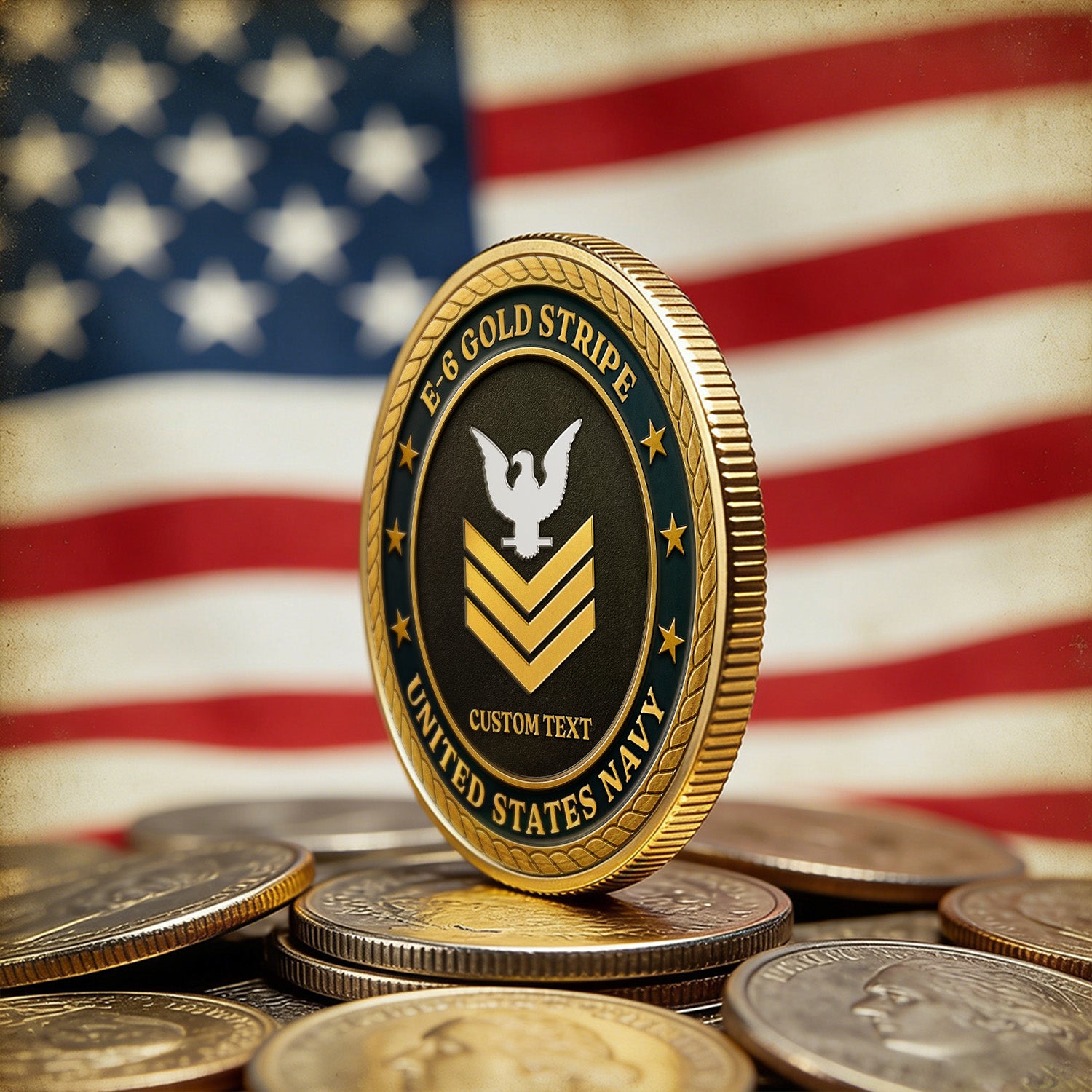 Personalized U.S. Navy Rank Challenge Coin – Custom Veteran Tribute
