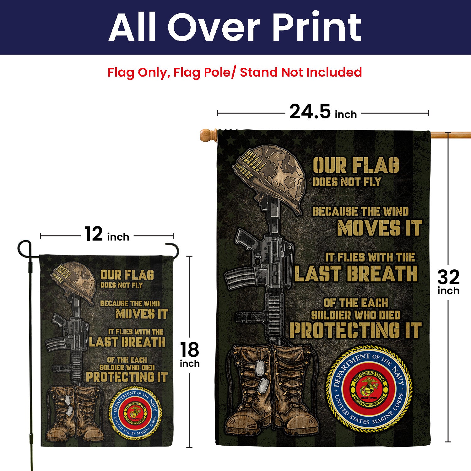 Personalized US Military Logo/Insignia And Text KFLAG16 Garden Flag, House Flag Twin-Side Printing