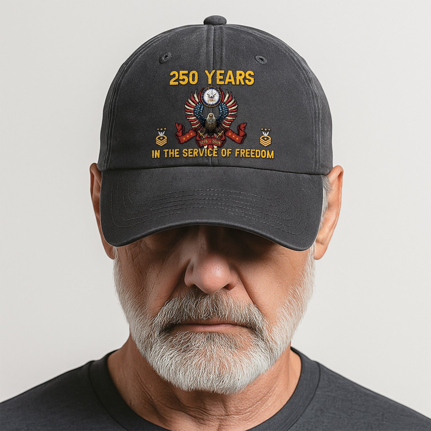Custom Ranks US Navy Premium Washed Denim Cap DC024