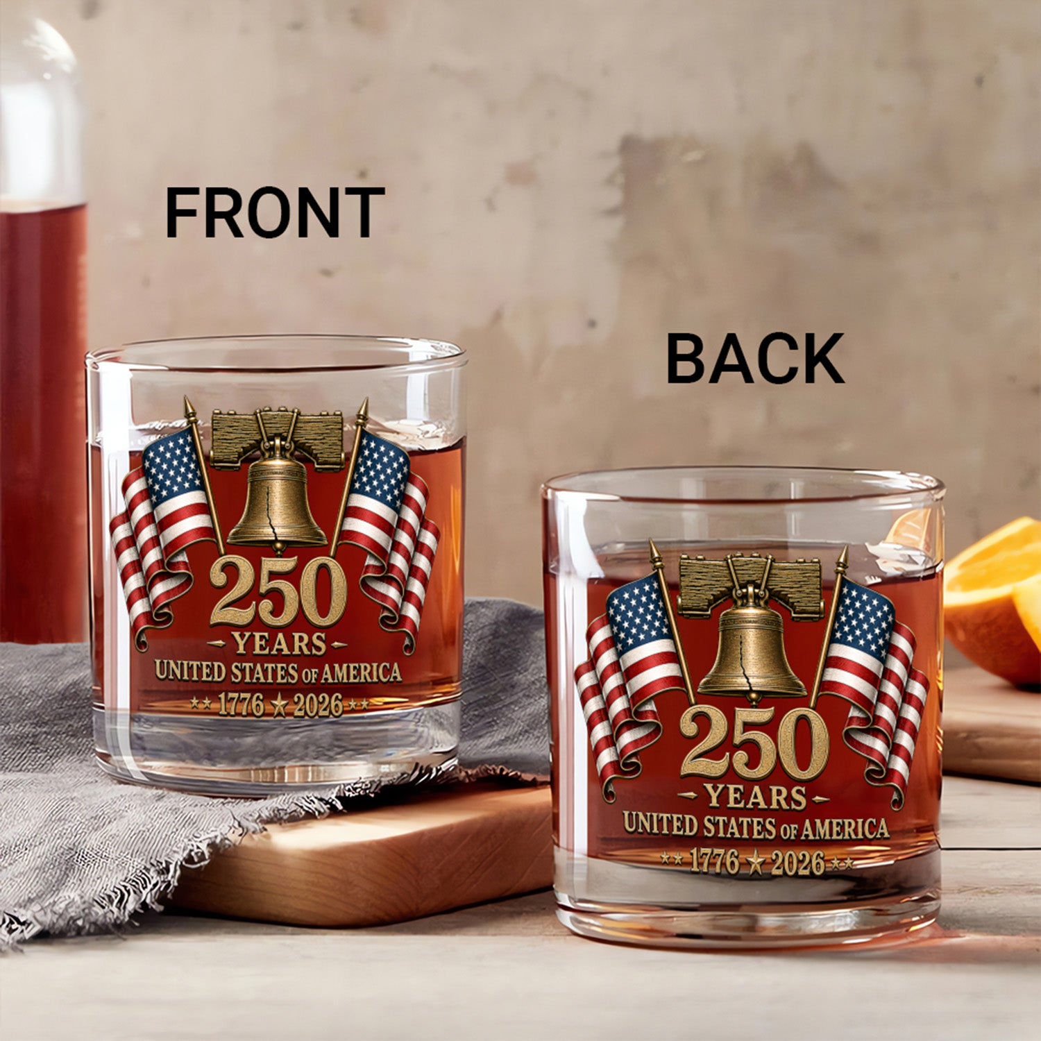 USA Freedom Anniversary Whiskey Glass 1776-2026 Keepsake