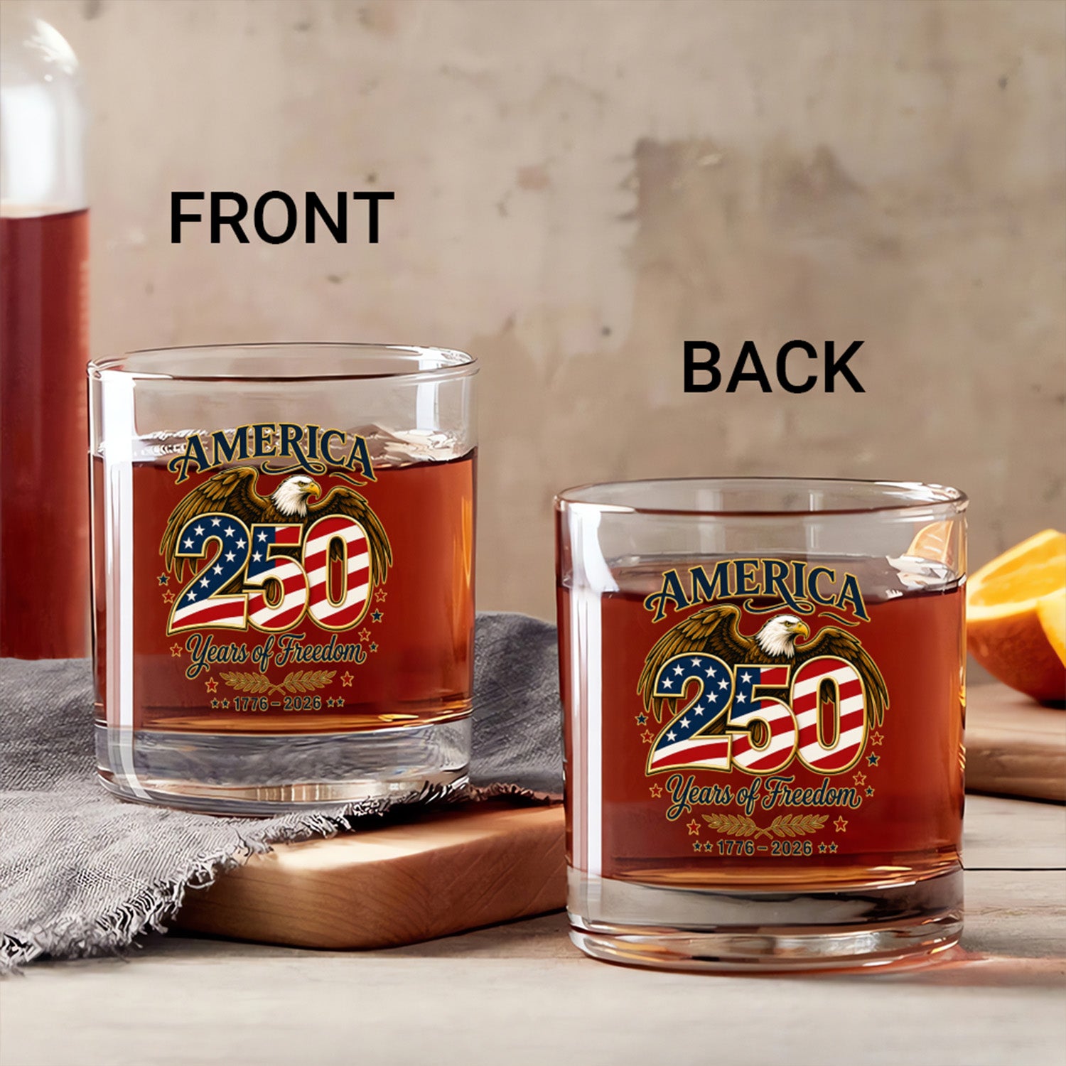 American Eagle Whiskey Glass USA 250th Anniversary