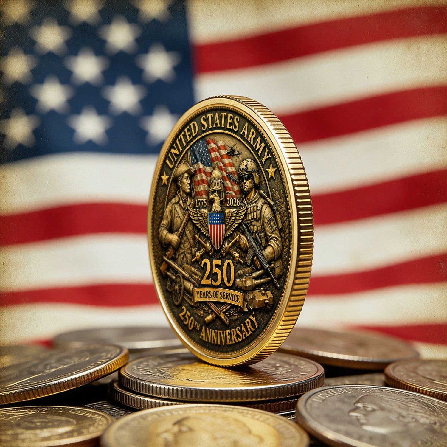 Personalized U.S. Army 250th Anniversary Soldier Challenge Coin