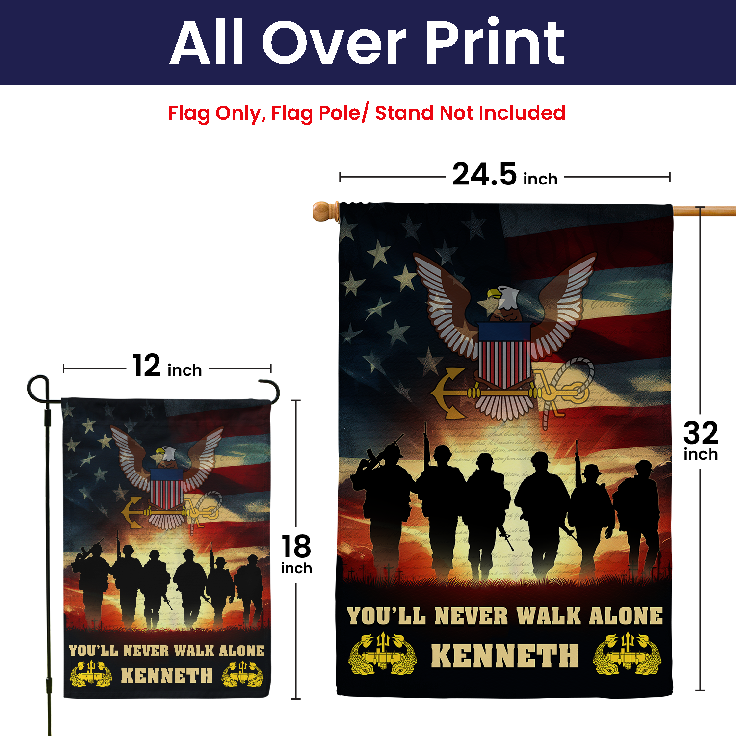 Personalized US Military Logo/Insignia And Text KFLAG05 Garden Flag, House Flag Twin-Side Printing