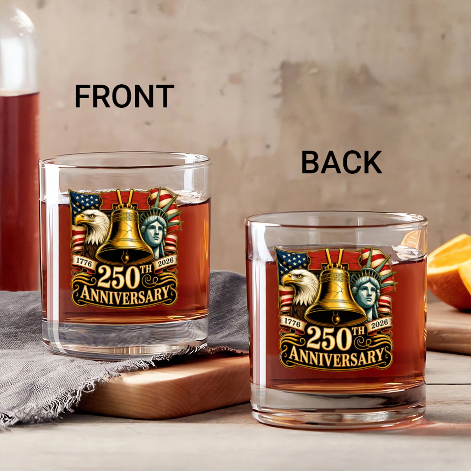 USA 250 Years Whiskey Glass American Heritage Gift