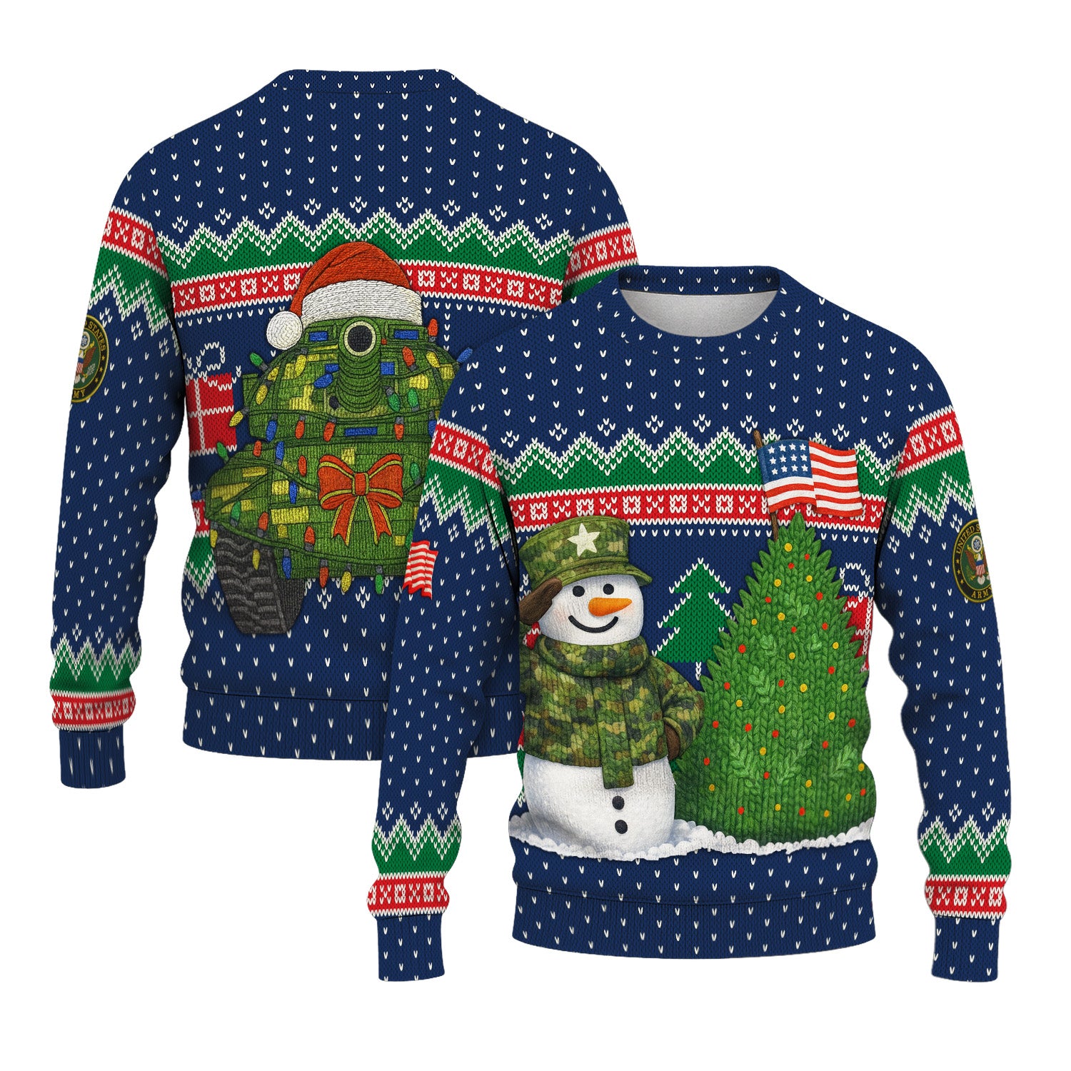 US Army Snowman Soldier Ugly Christmas Sweater