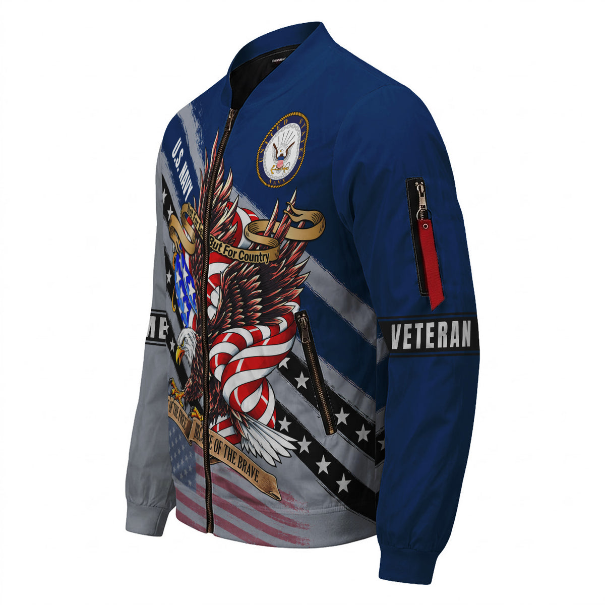 Personalized US Navy Bomber Jacket Custom Rank Name