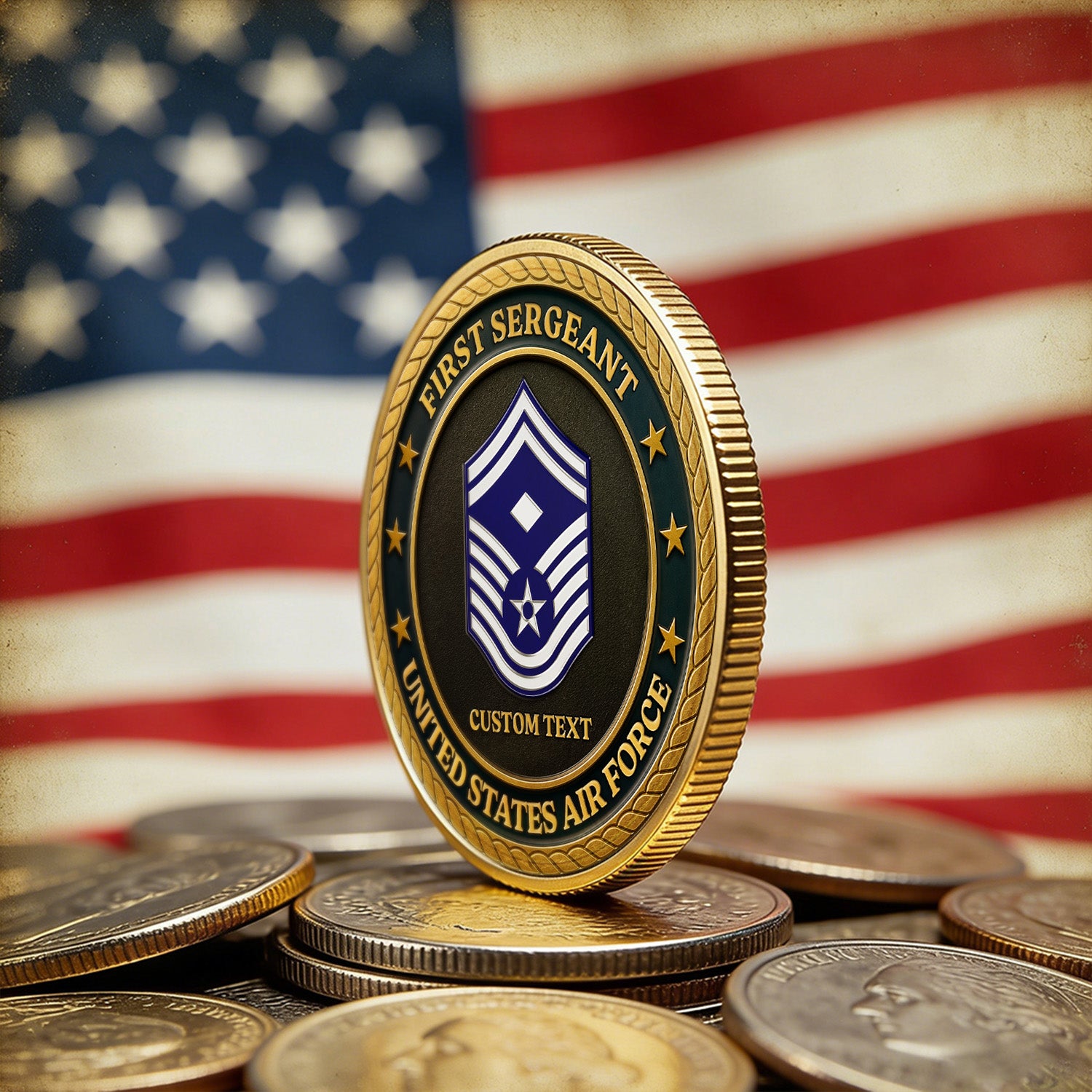Personalized U.S. Air Force Rank Challenge Coin – Custom Veteran Tribute
