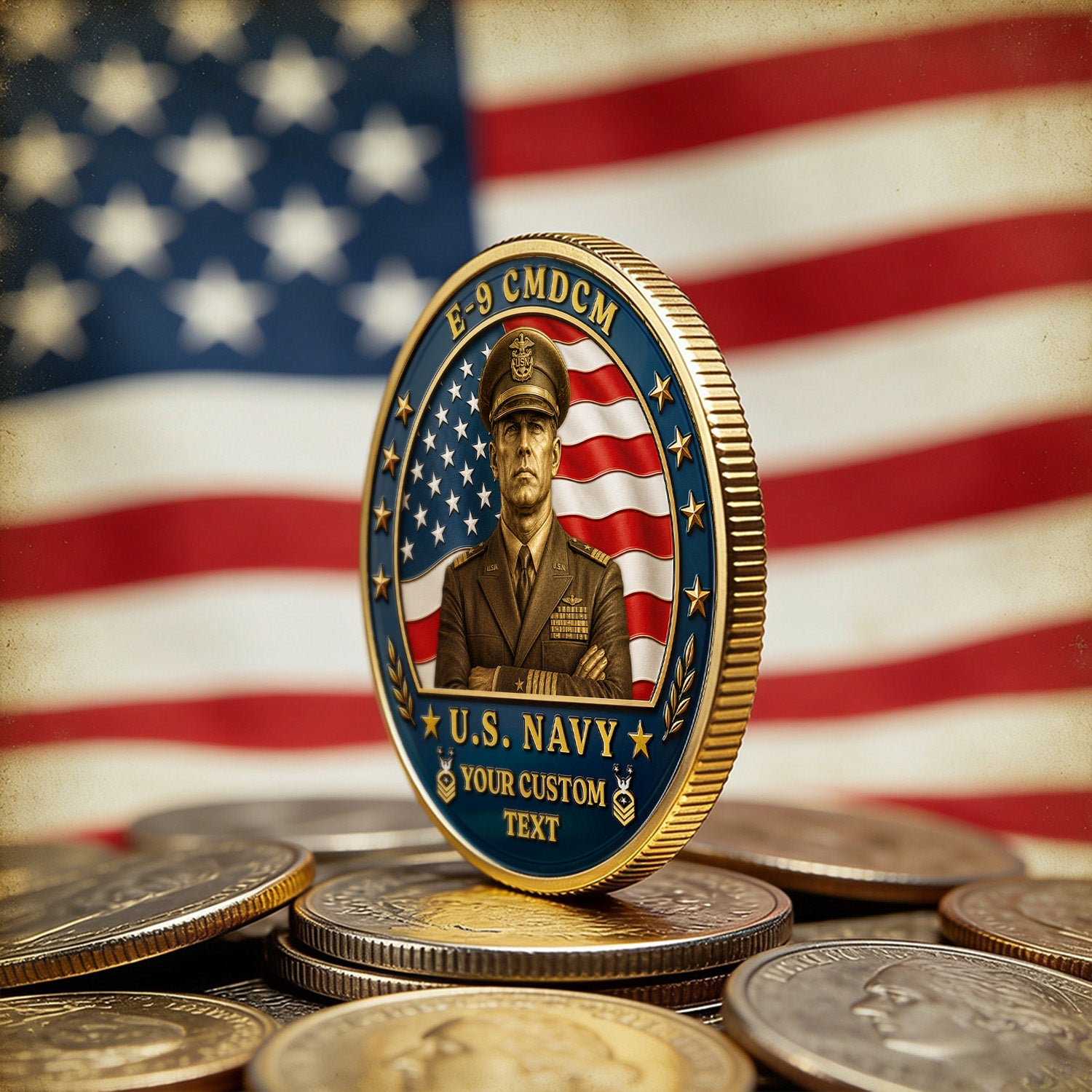 Custom U.S. Navy Veteran Coin with Photo – Personalized Military Keepsake