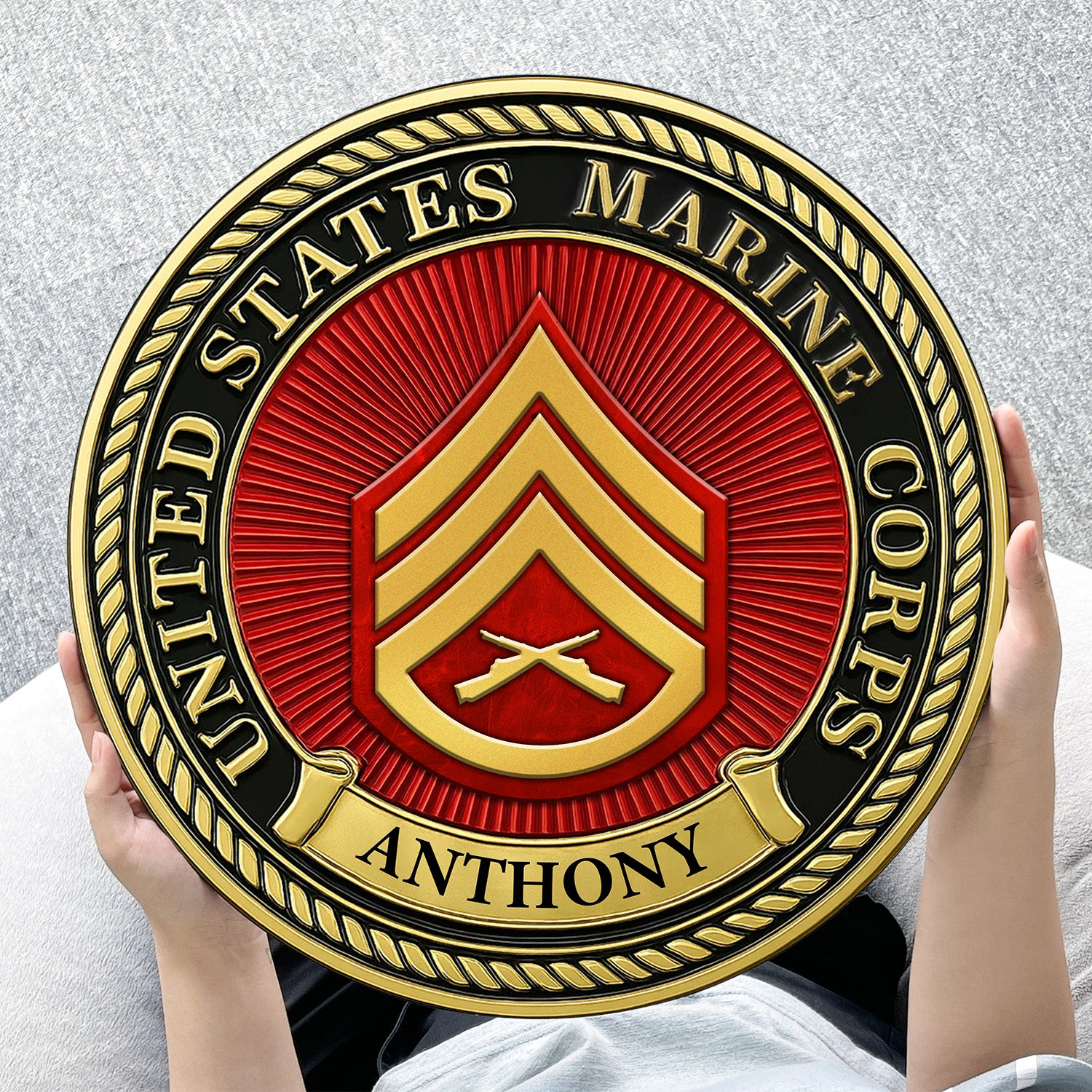 Personalized MARlNE Corps Wooden Sign – Custom Rank & Name Military Wall Art