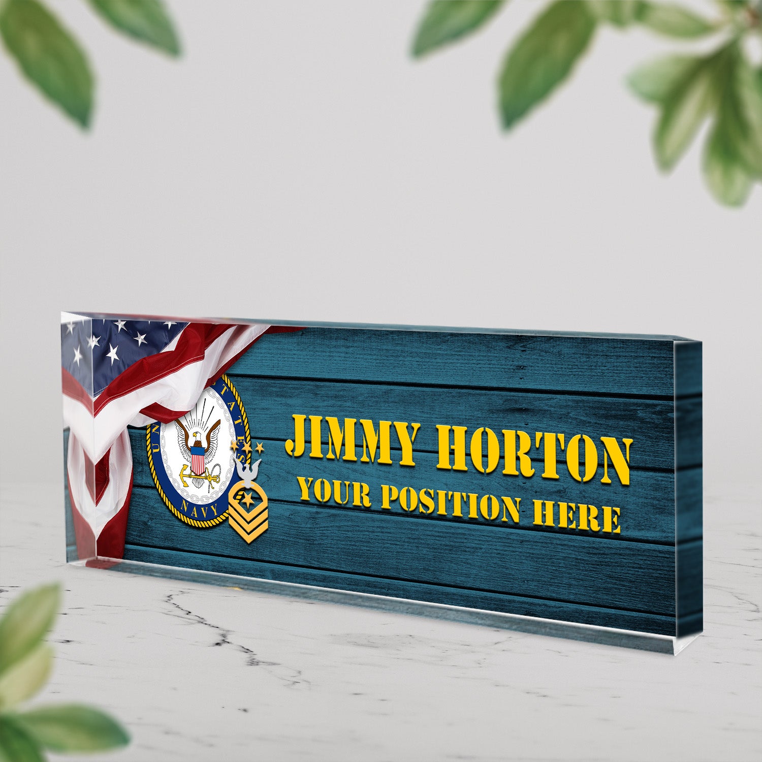 Custom US Navy Desk Acrylic Plaque -  Gift for Sailors, Veterans & Retirees