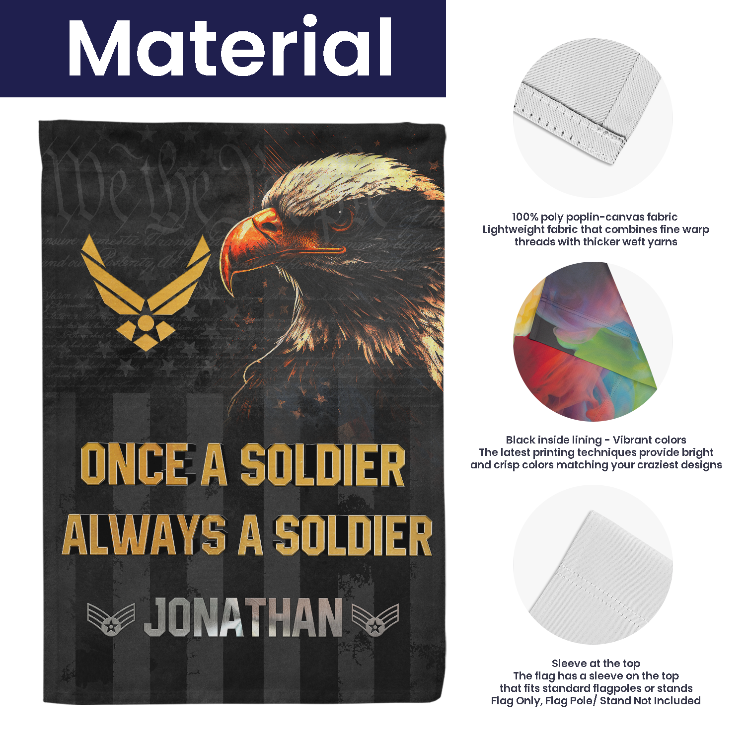 Personalized US Military Logo/Insignia And Text KFLAG10 Garden Flag, House Flag Twin-Side Printing