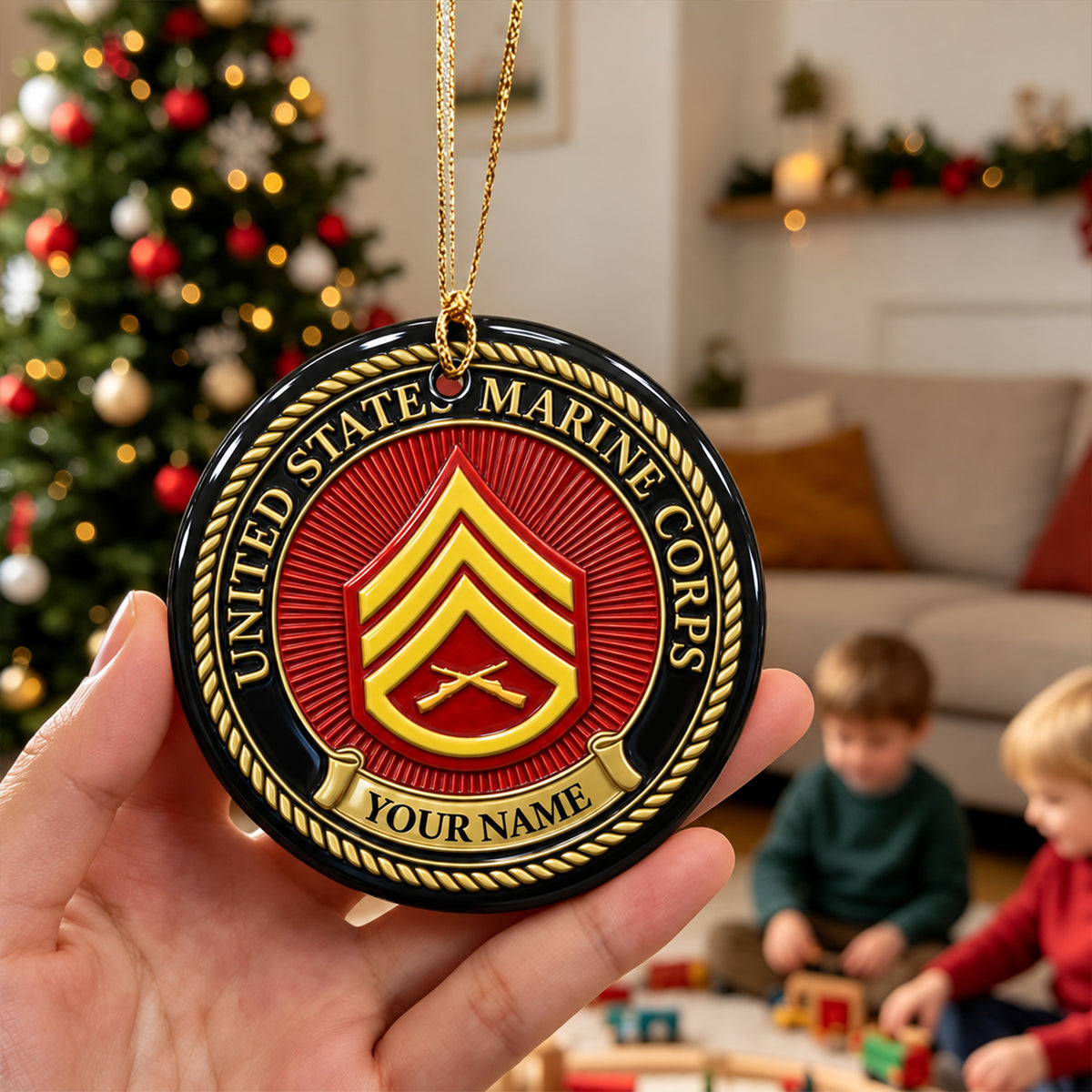 Custom U.S. Air Force Ceramic Ornament Personalized Military Rank and Text