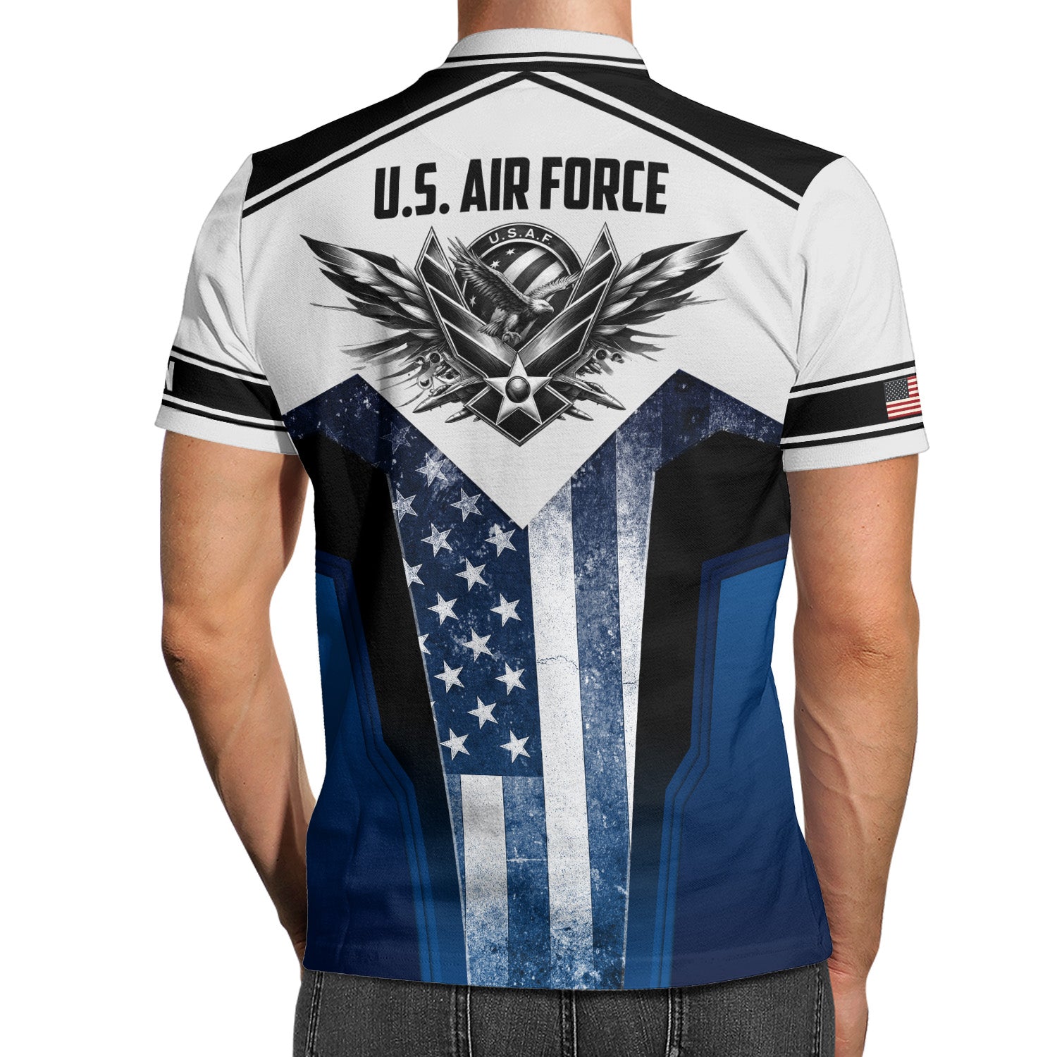 Personalized US Air Force Rank 3D All-Over Print Polo Shirt Gift