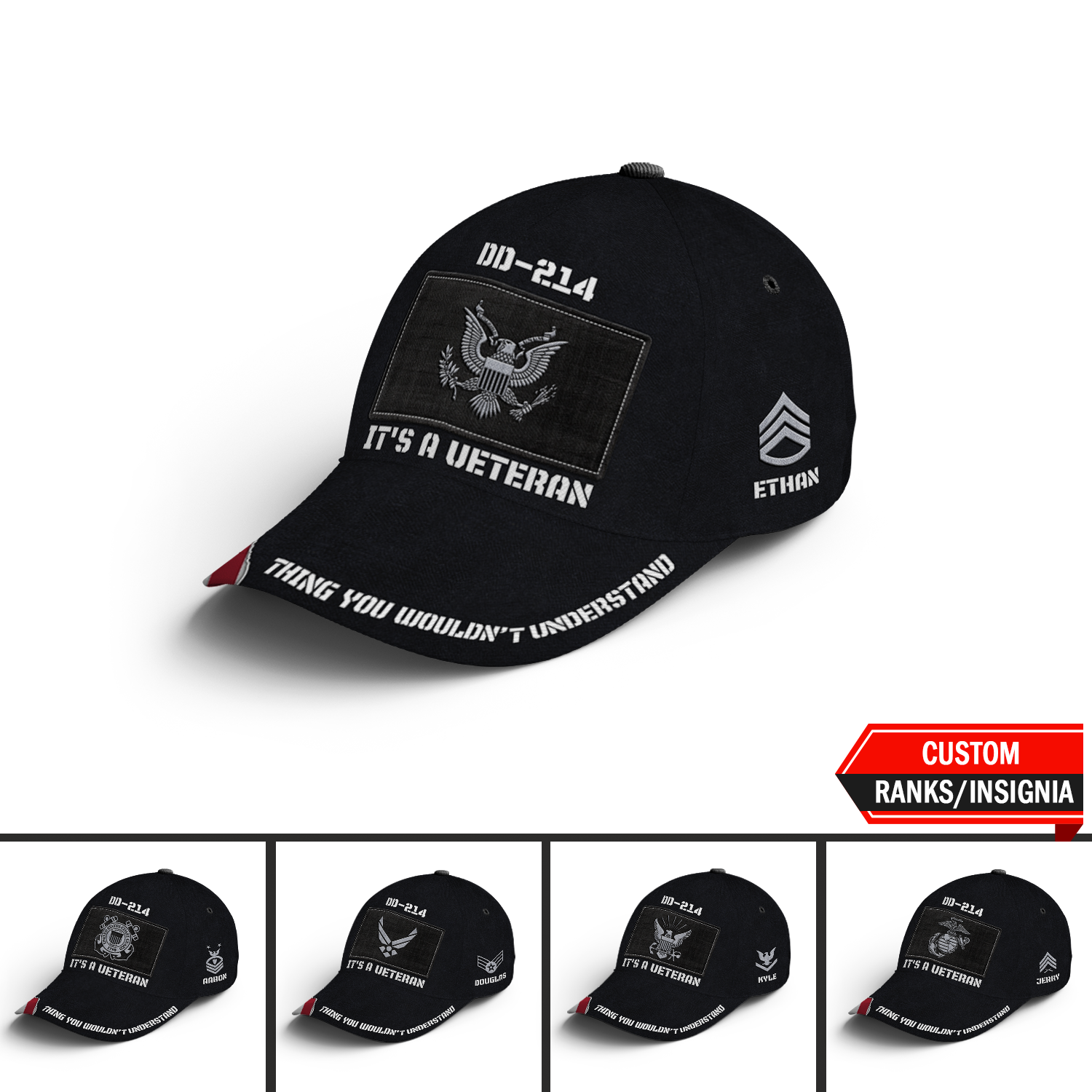 Custom Ranks/Insignia, Personalized Name And Years Served All Over Prints Premium Classic Cap KAOVC13