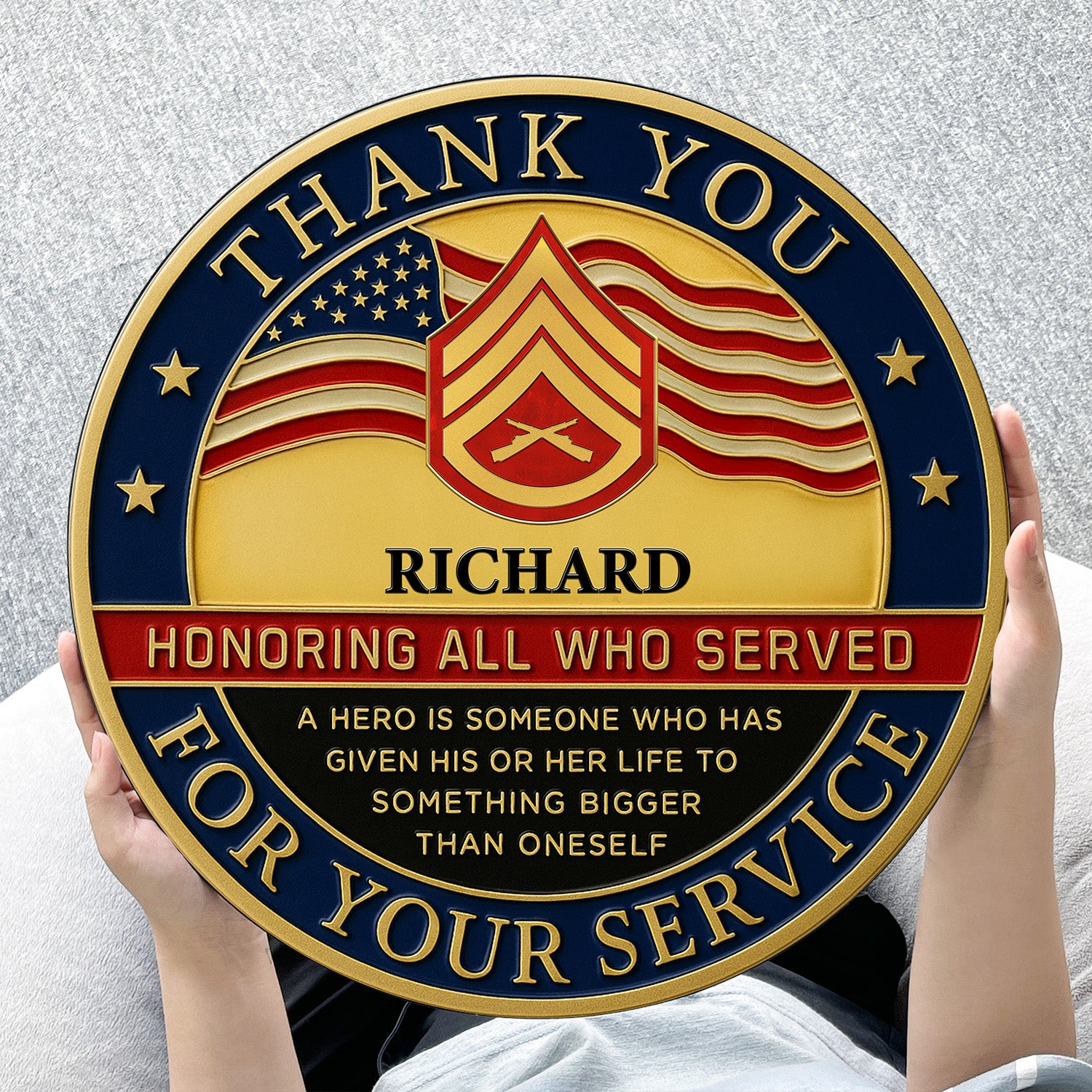 Personalized US MARlNE Round Wooden Sign