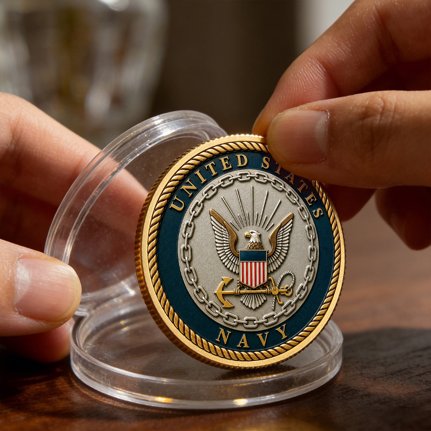 Personalized U.S. Navy Rank Challenge Coin – Custom Veteran Tribute