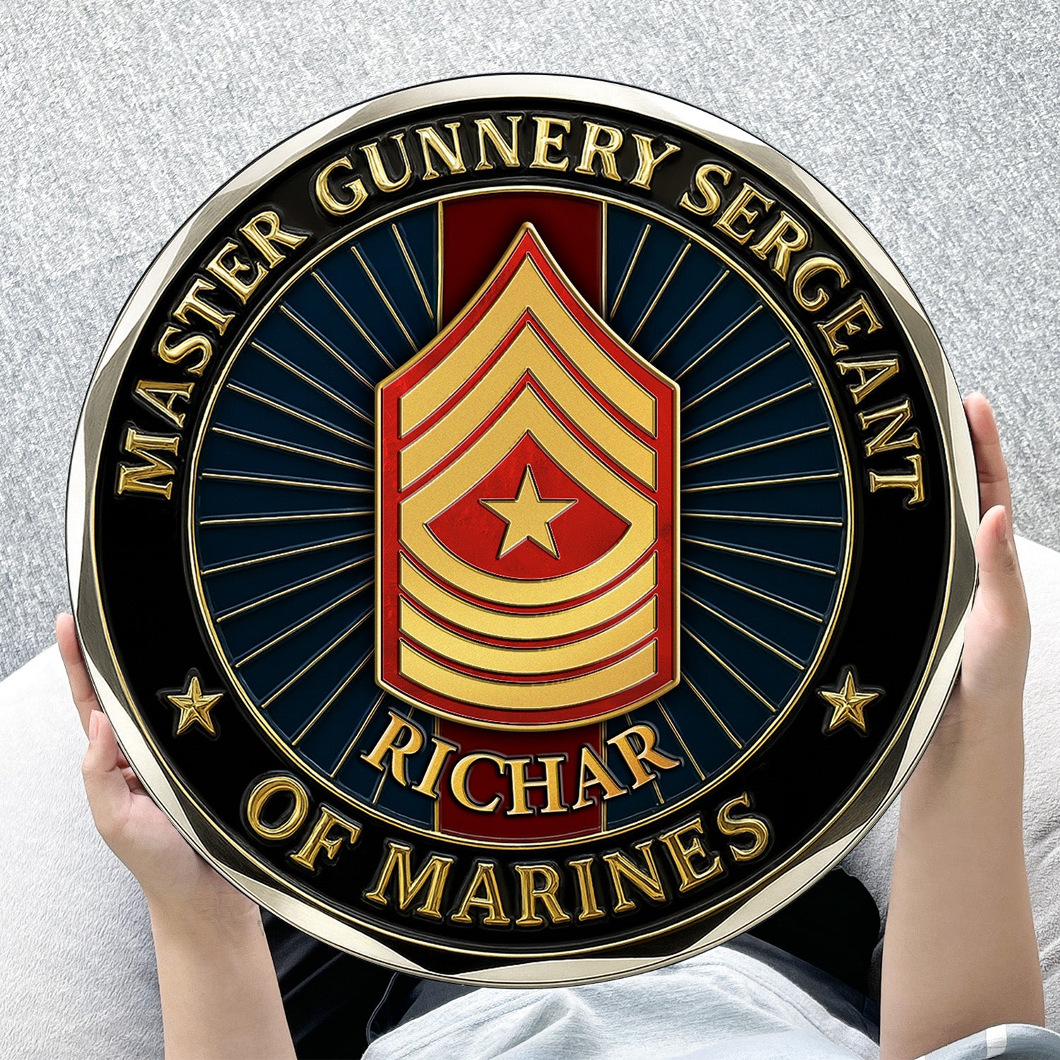 Personalized MARlNE Wooden Sign – Custom Name & Rank