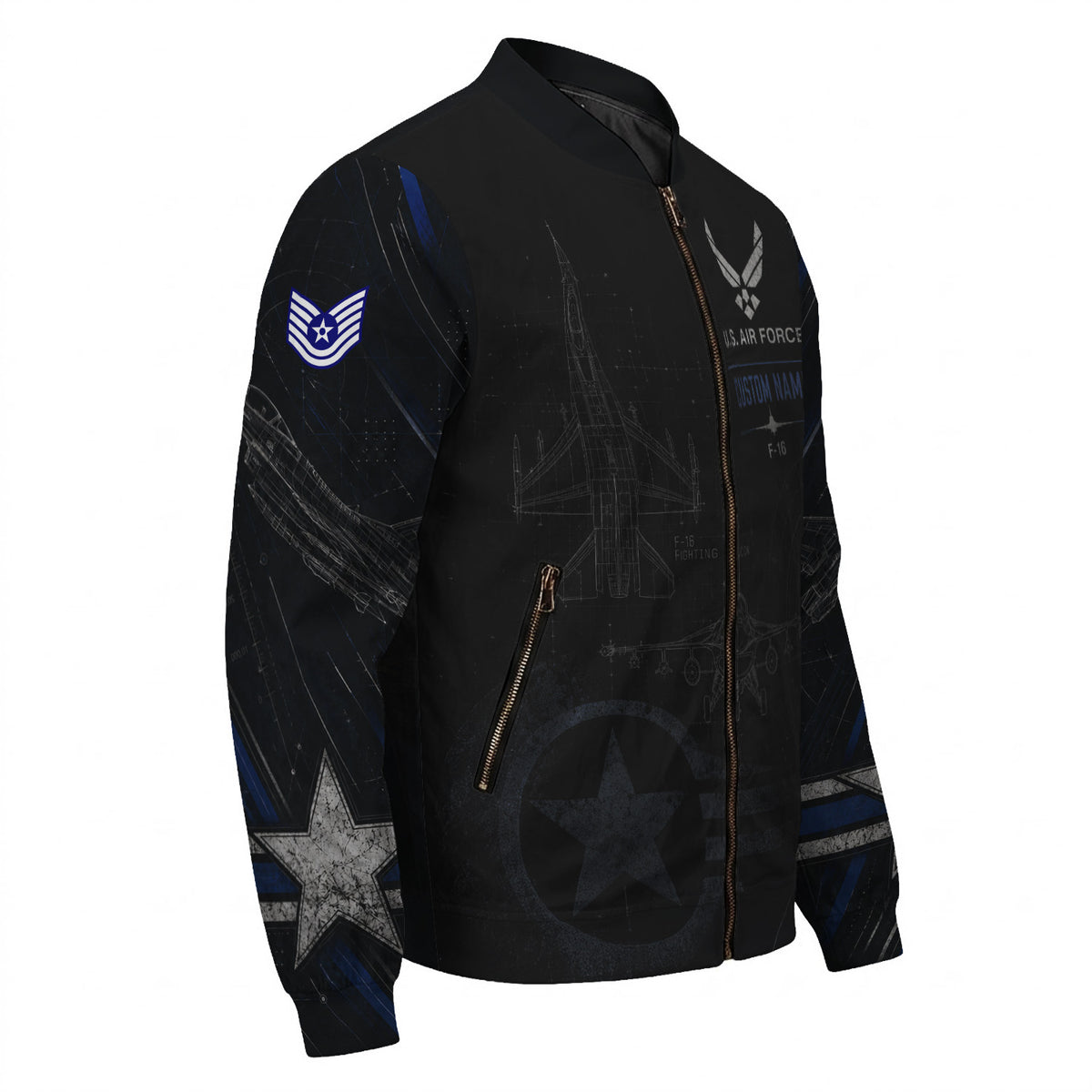 Custom USAF Veteran Bomber Jacket Personalized Name Rank Military Gift