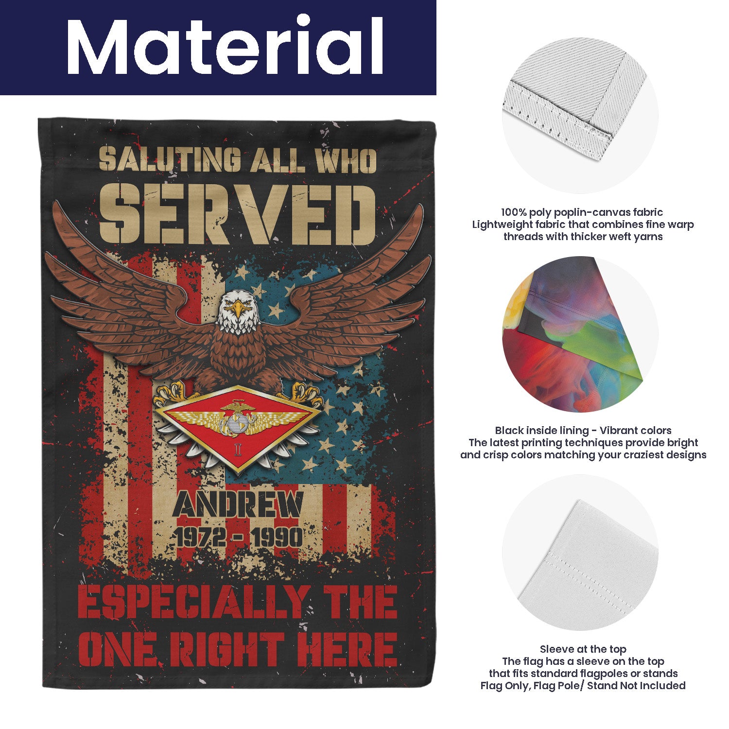 Personalized US Military Logo/Insignia And Text KFLAG28 Garden Flag, House Flag Twin-Side Printing