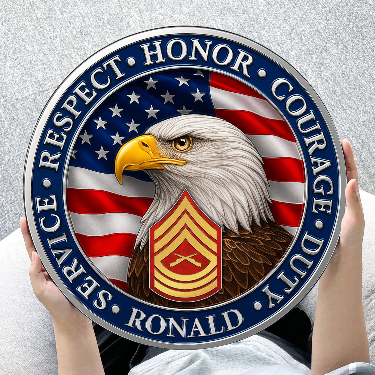 Personalized MARlNE Eagle Wooden Sign